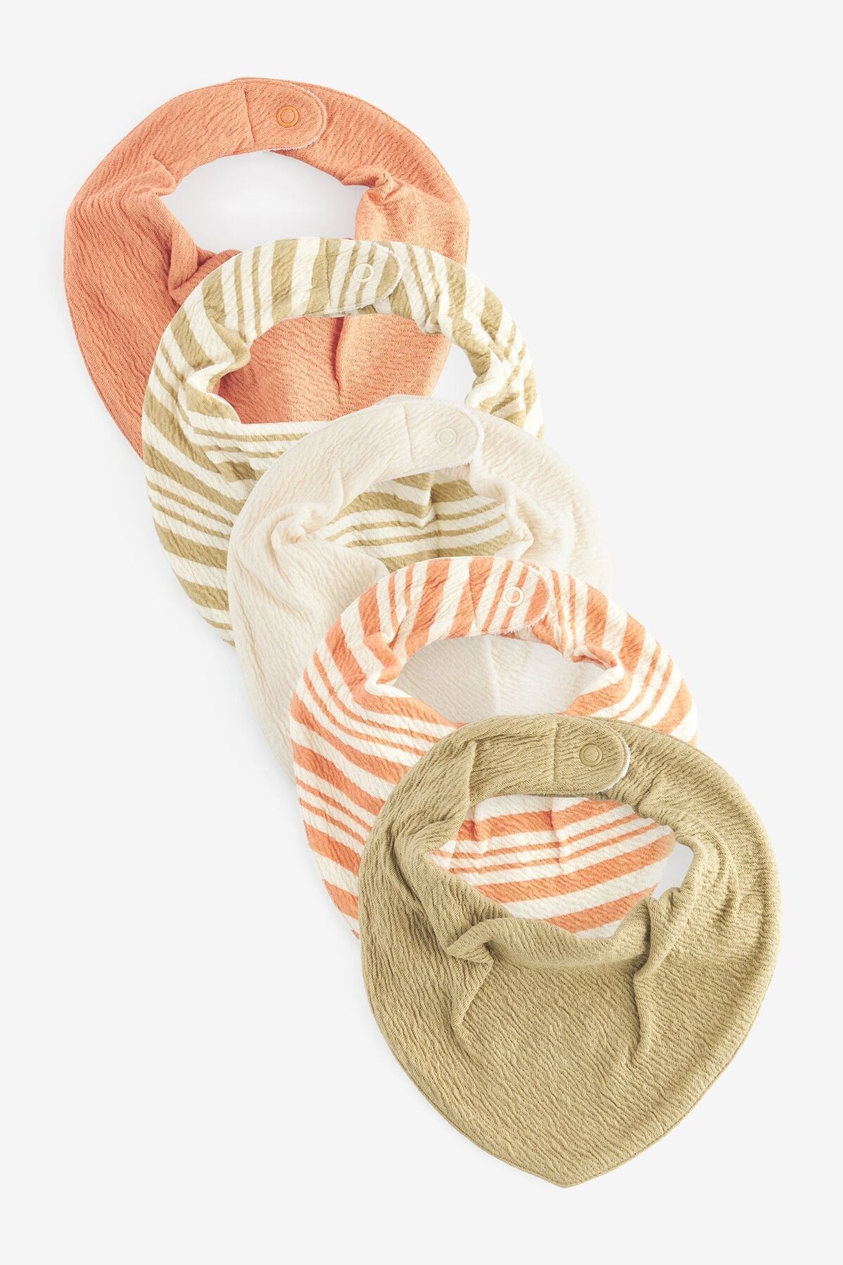 Next Baby Cotton Sage Green Orange 5Piece Food Bib Set