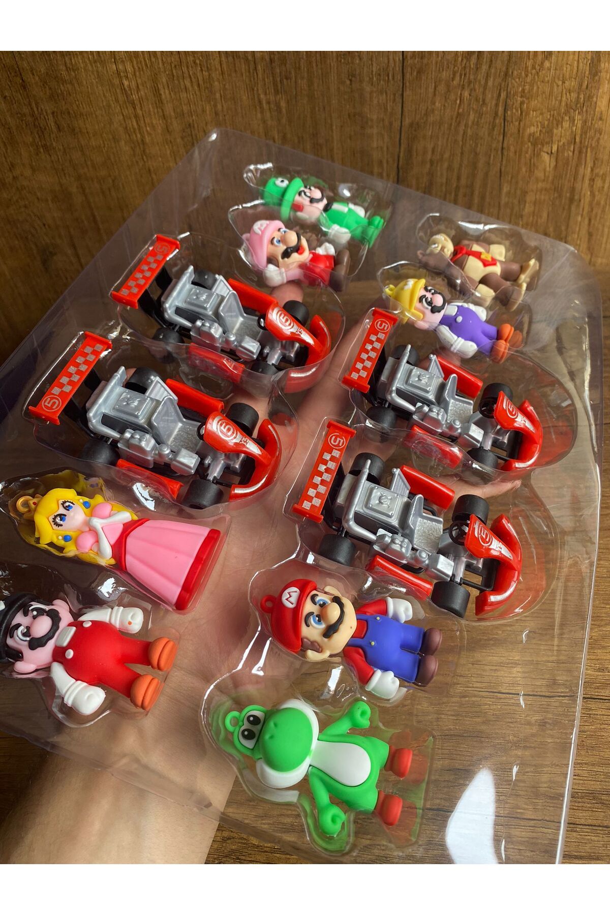 scntoys Süper Mario Mantar Koopa Luigi King Goril Toad Arabalı 12li Oyuncak Marıo Figür Prenses Set