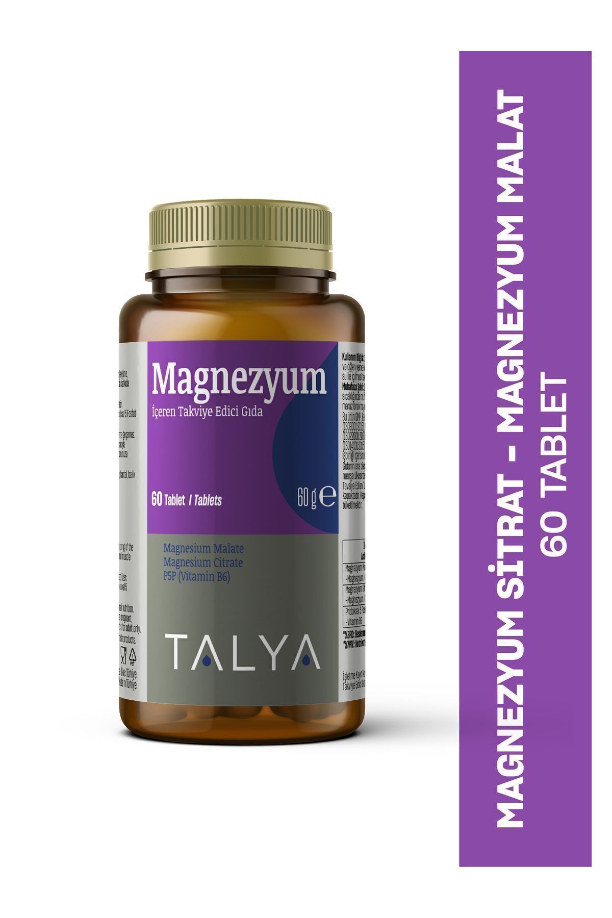 Talya Magnezyum Malat Magnezyum Sitrat Vitamin B6 Içeren Takviye Edici Gıda, 60 Tablet