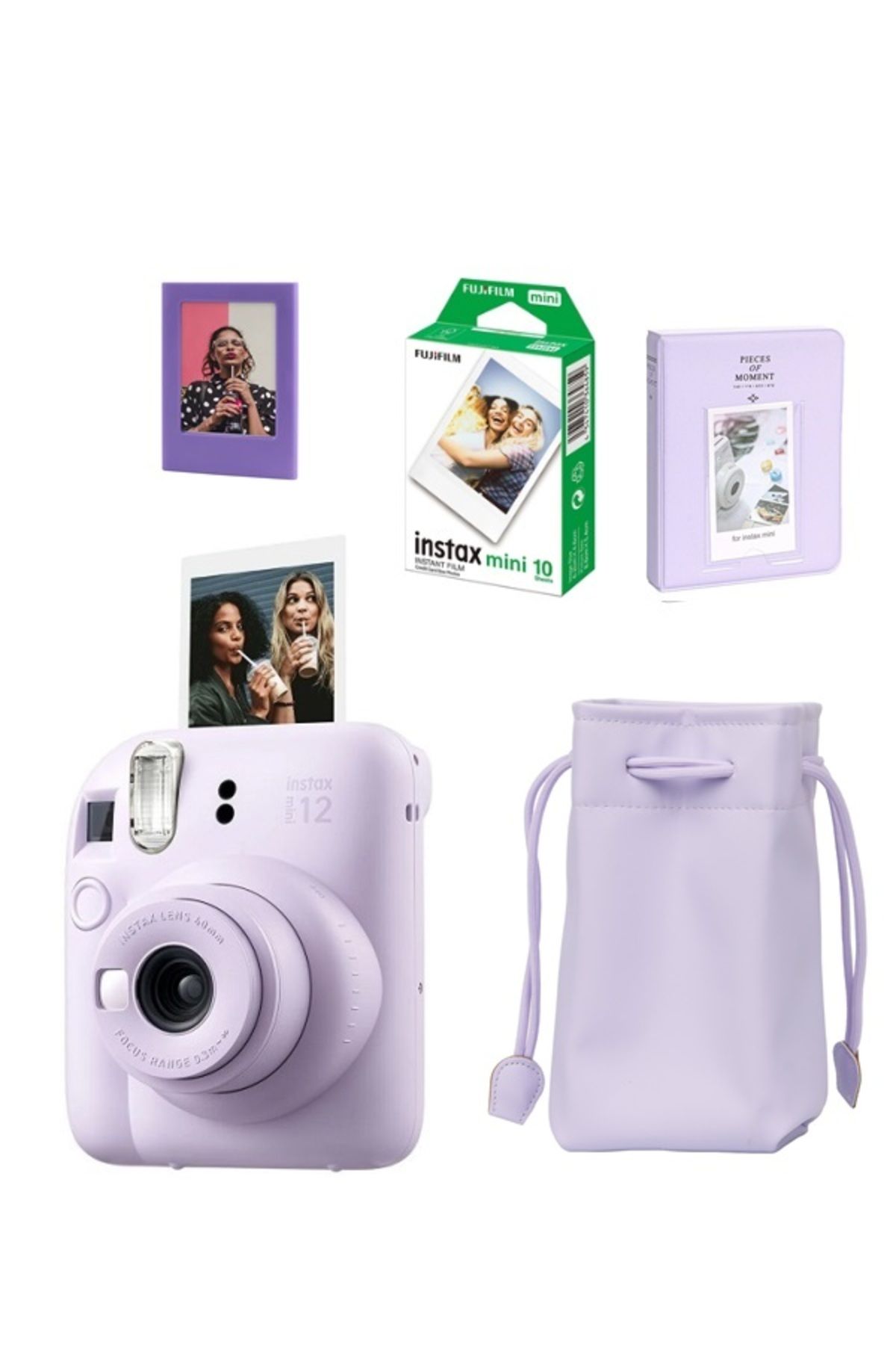 Fujifilm Instax Mini 12 Fotoğraf Makinesi-10lu Film-Büzgülü Kılıf-64lü Albüm ve Mıknatıslı Çerçeve Seti 2