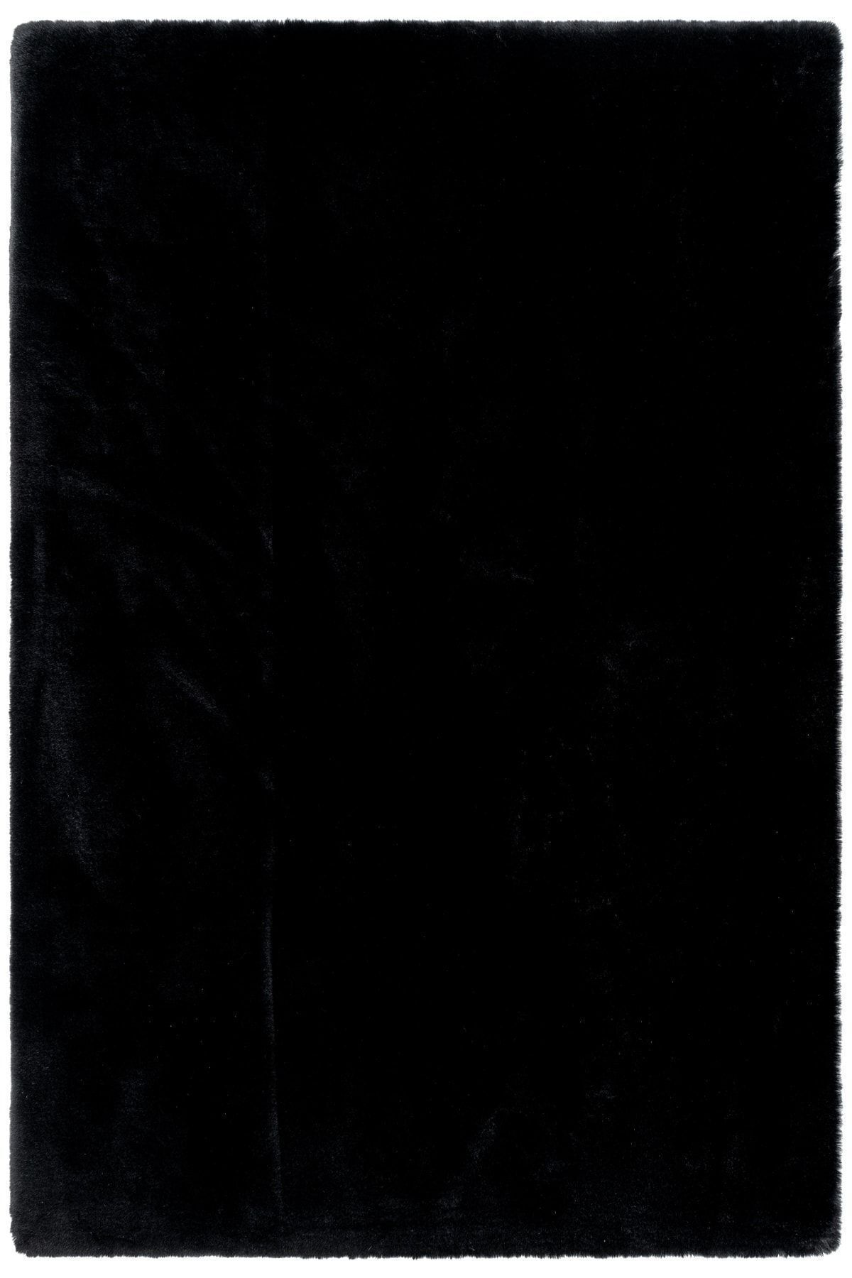 Cool Halı Siesta Siyah Yumuşak Dokulu Uzun Tüylü Makinede Yıkanabilir Suni Post Halı Peluş Koltuk Şalı