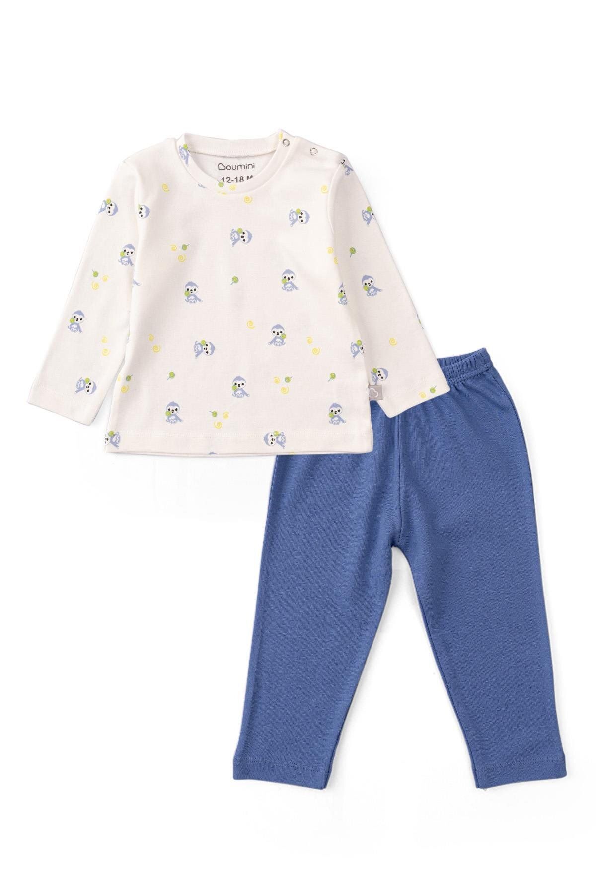 Boumini Bebek Ve Çocuk Pijama Takımı Mavi Miskin