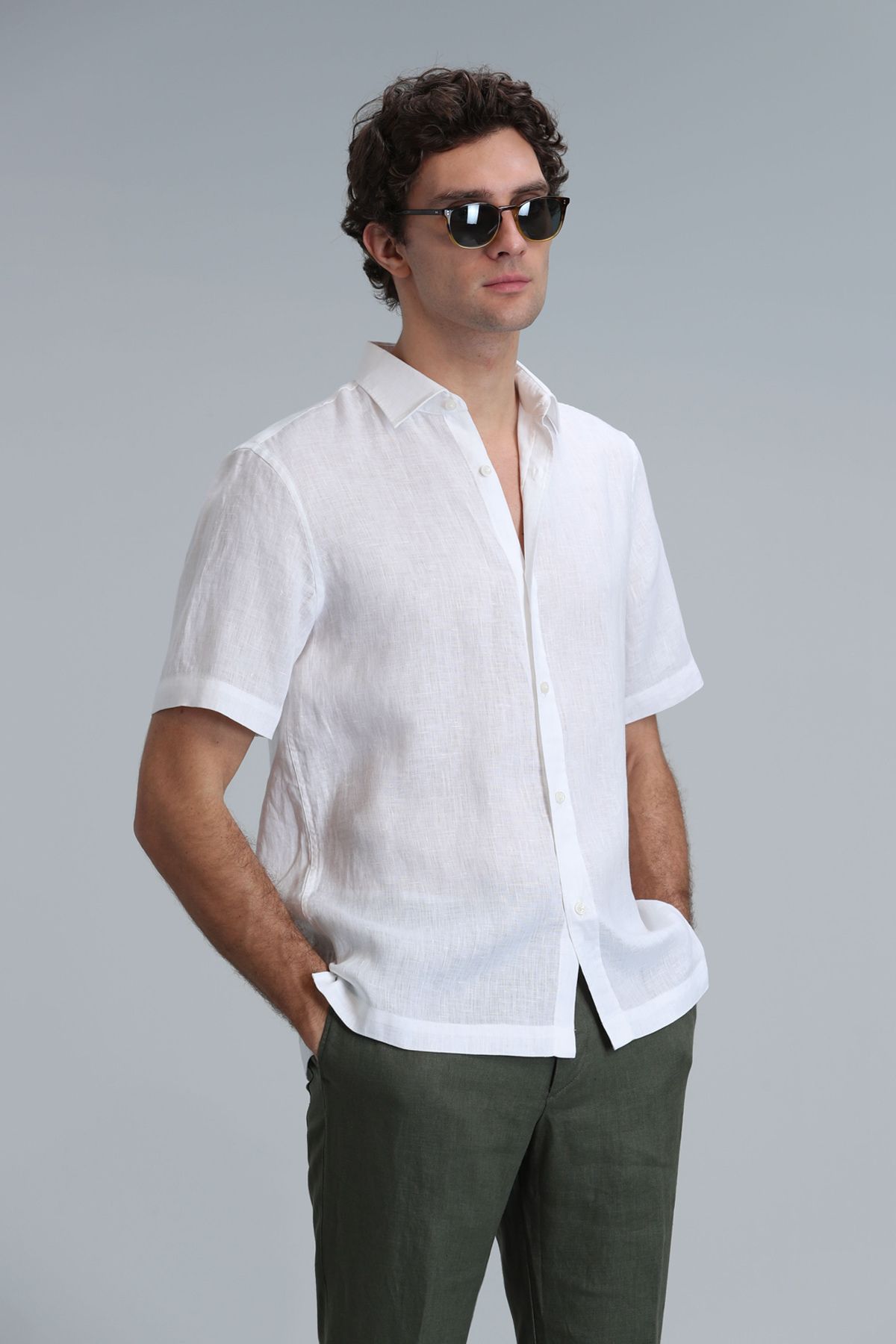 Lufian Bert Erkek Basic Gömlek Comfort Fit Beyaz