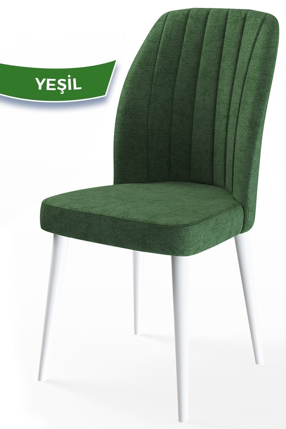 Canisa Concept Etra Serisi, Üst Kalite Mutfak Sandalyesi, Gürgen Beyaz Ayak, Haki Yeşil Sandalye