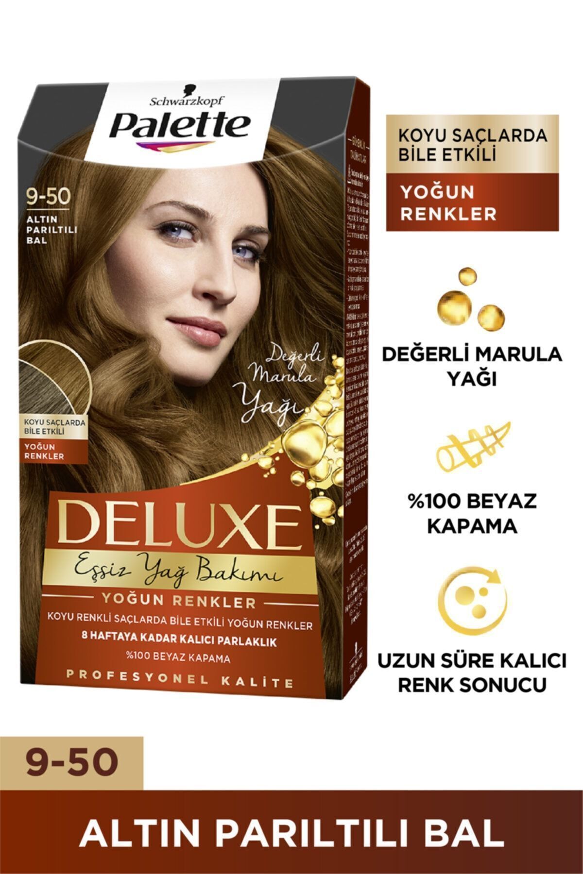 Palette DELUXE SAÇ BOYASI YOĞUN RENKLER 9-50 ALTIN PARILTILI BAL