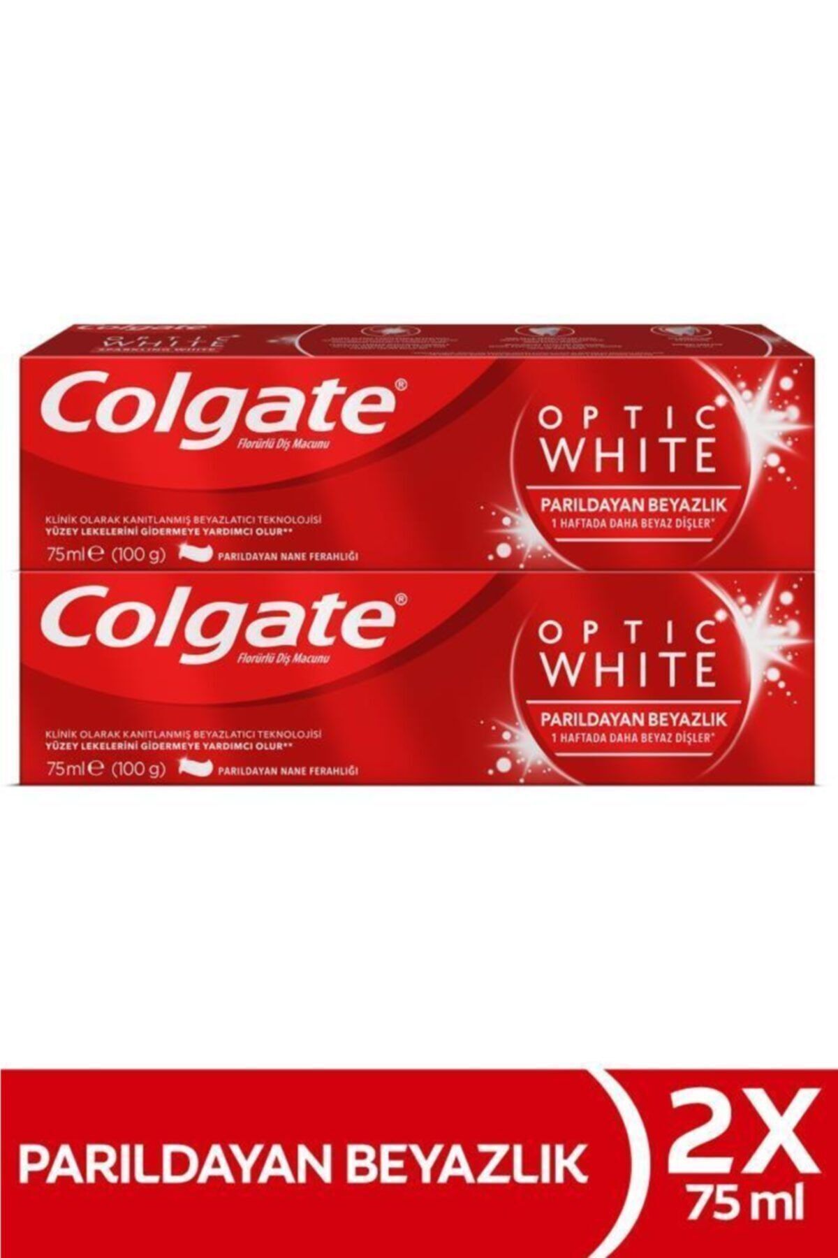 Colgate Optic White Parıldayan Beyazlık Beyazlatıcı Diş Macunu 2 X 75 ml