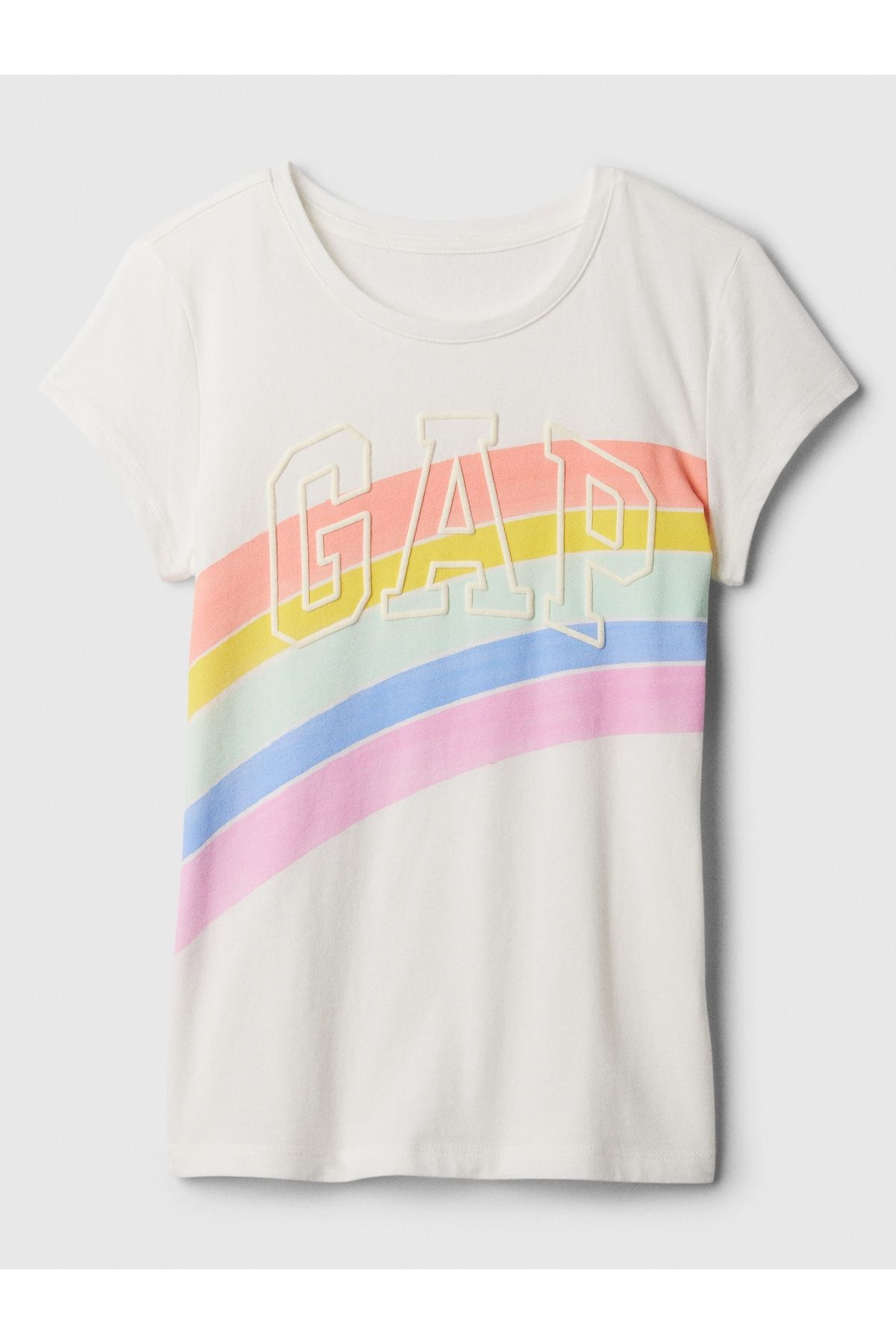 GAP Kız Çocuk Kırık Beyaz Grafikli T-shirt