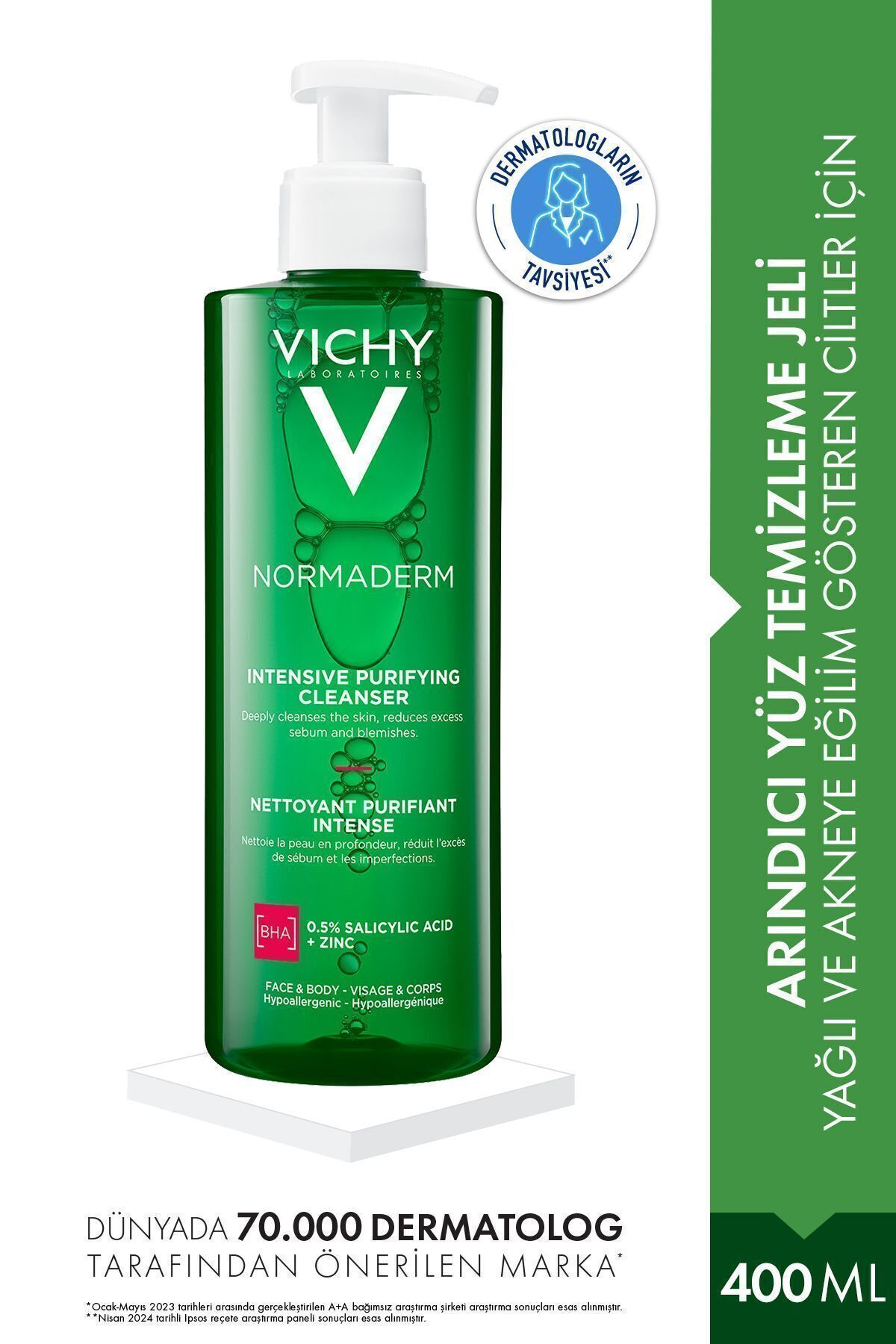 Vichy Normaderm Yağlı ve Akneye Eğilimli Ciltler İçin Salisilik Asit İçeren Yüz Temizleme Jeli 400ML