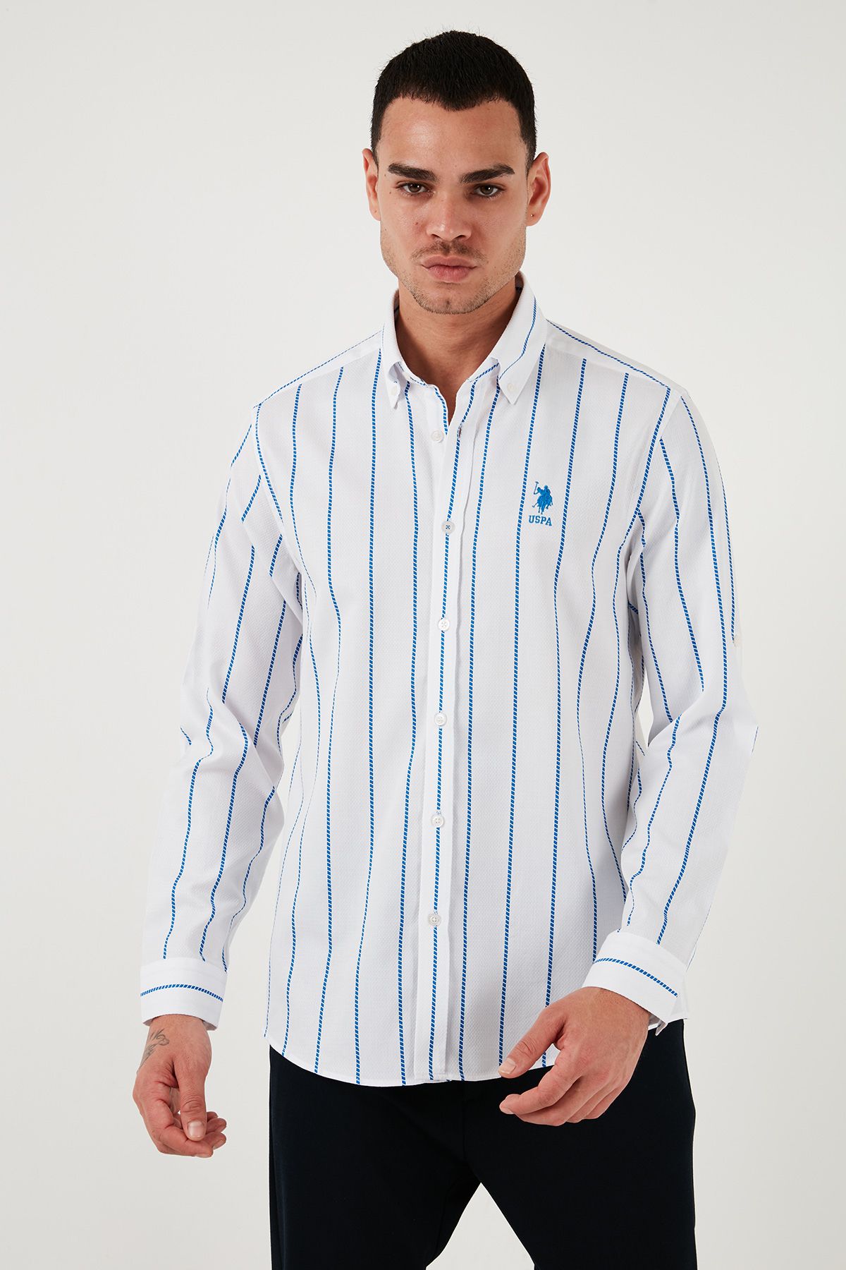 U.S. Polo Assn. U.S. Polo Çizgili Pamuklu Slim Fit Gömlek Erkek GÖMLEK G081GL0041831585