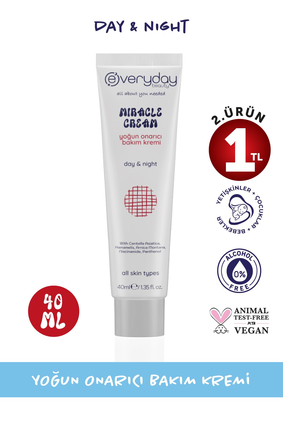 Everyday Beauty Miracle Cream Yoğun Onarıcı Mucizevi Bakım Kremi 40ml (centella, Hamamelis, Madecassol, Arnica)