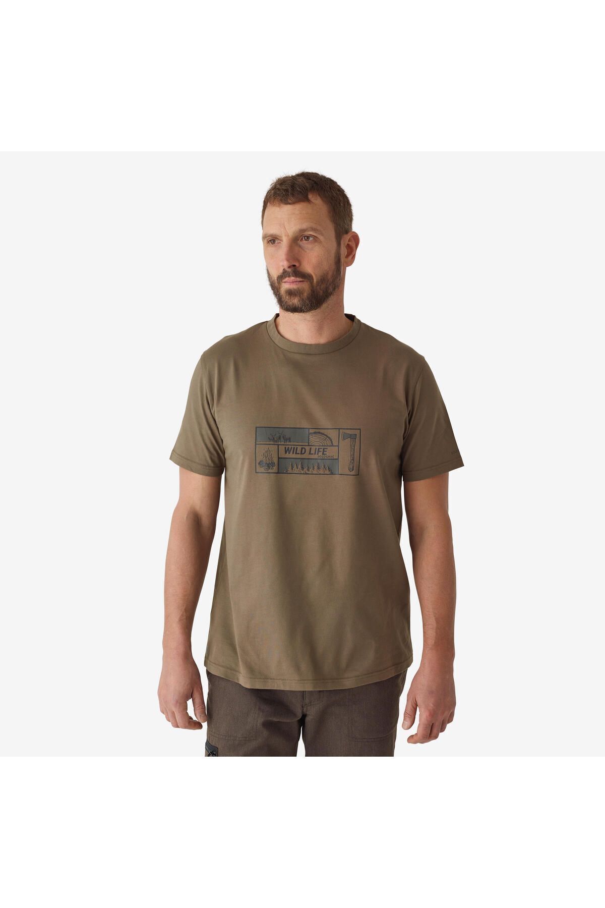 Decathlon Erkek Kısa Kollu Baskılı Tişört - Avcılık ve Doğa Gözlemi - 100