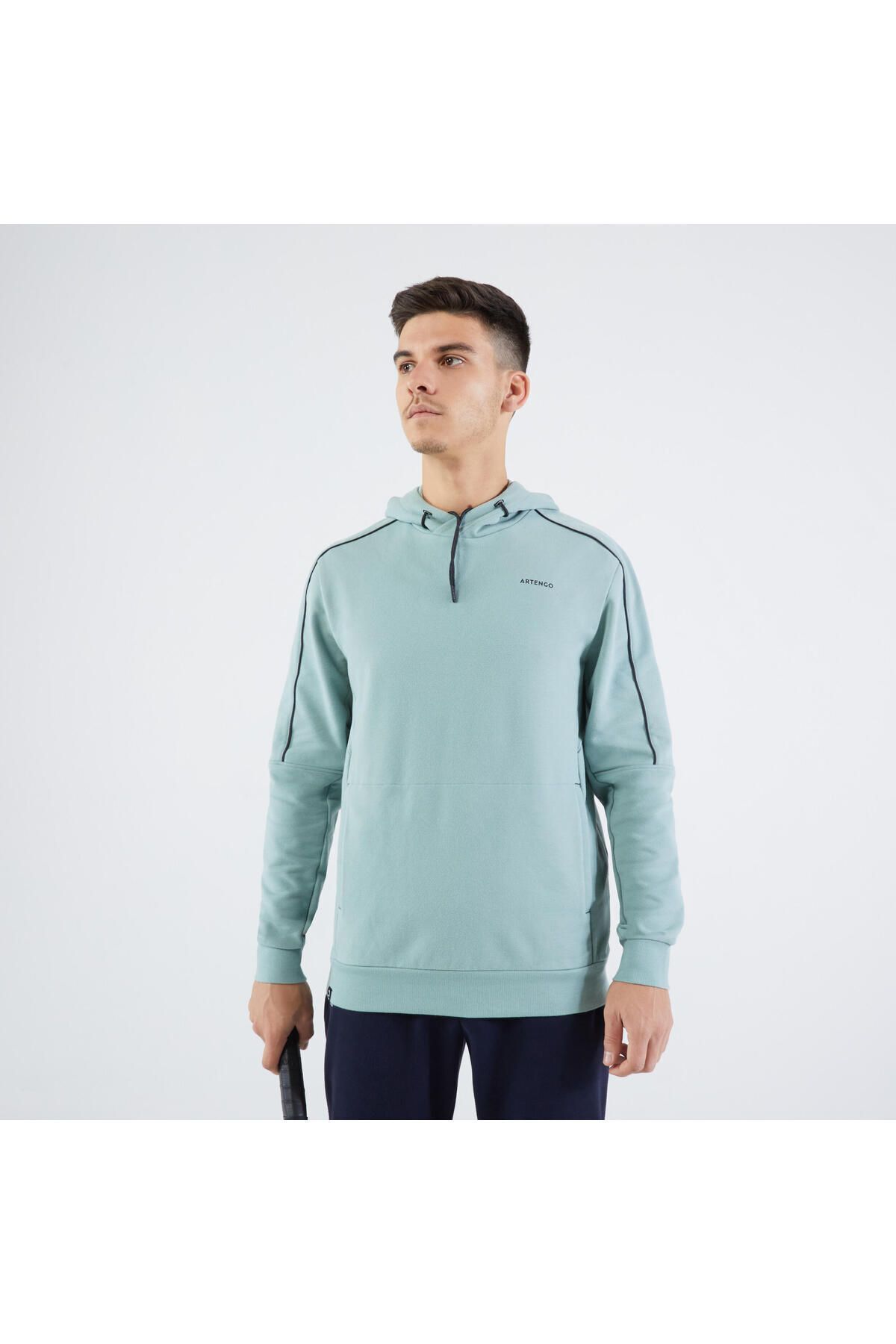 Decathlon Erkek Kapüşonlu Tenis Sweatshirtü - Açık Yeşil - Soft