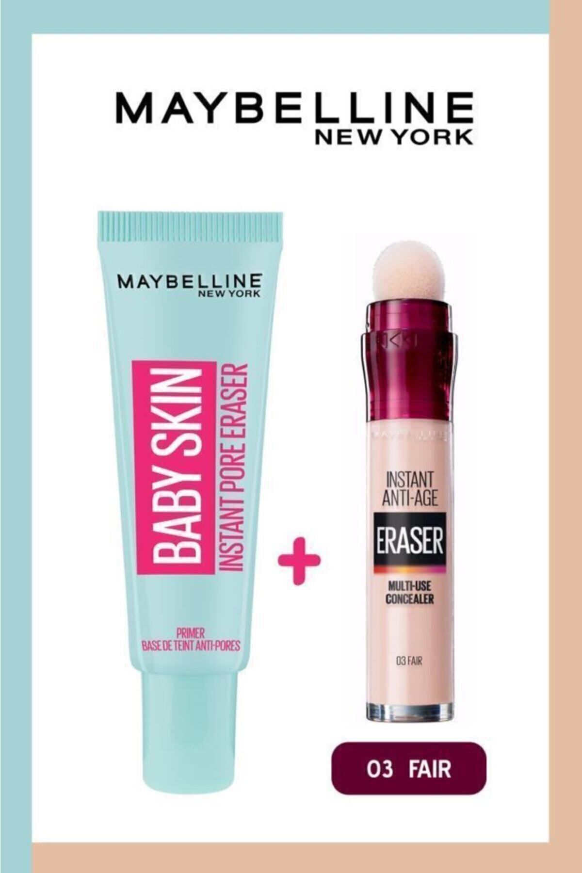 Maybelline New York Baby Skin Makyaj Bazı Ve Instant Anti Age Eraser Kapatıcı 03 Fair 36005307338662