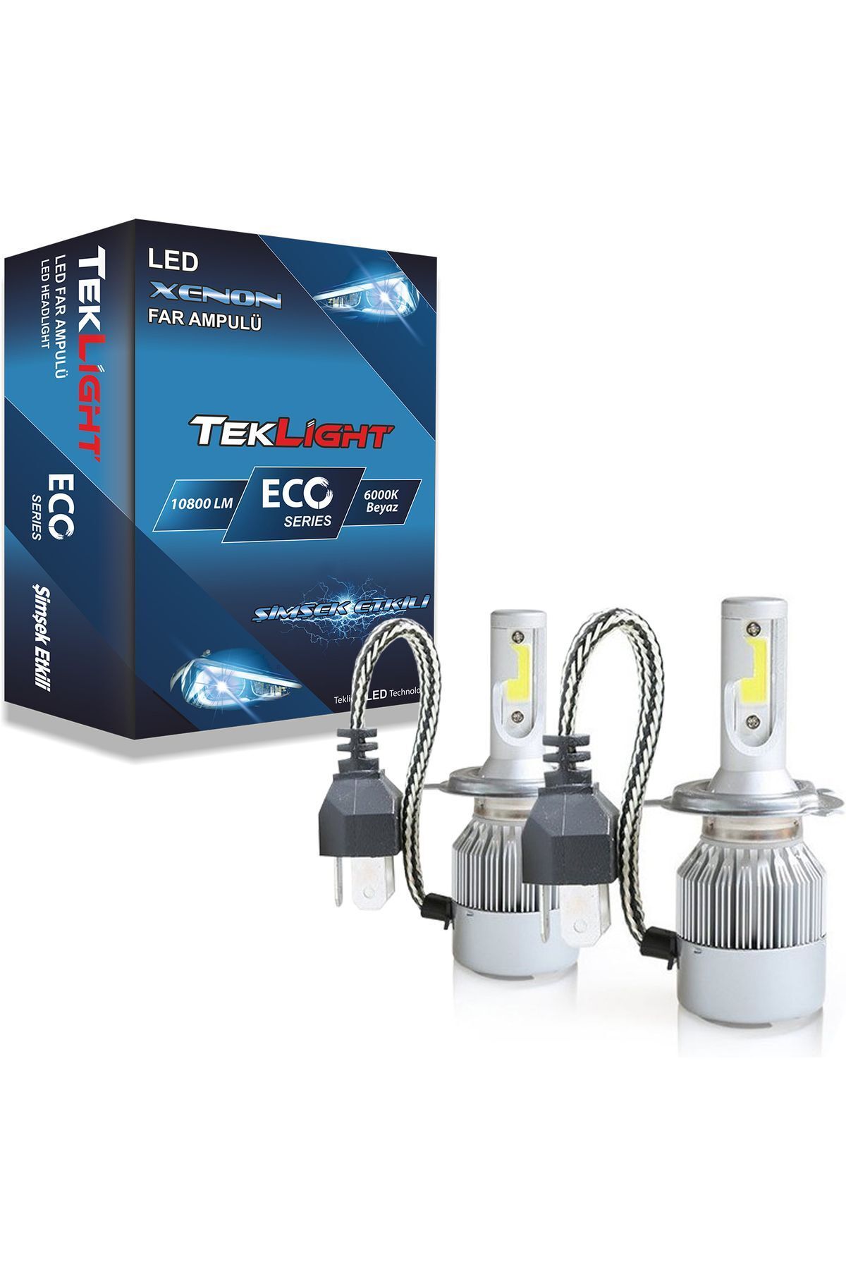 Teklight Eco H4 Led Xenon Far Ampulü 10800 Lümen Beyaz Zenon Şimşek Etkili