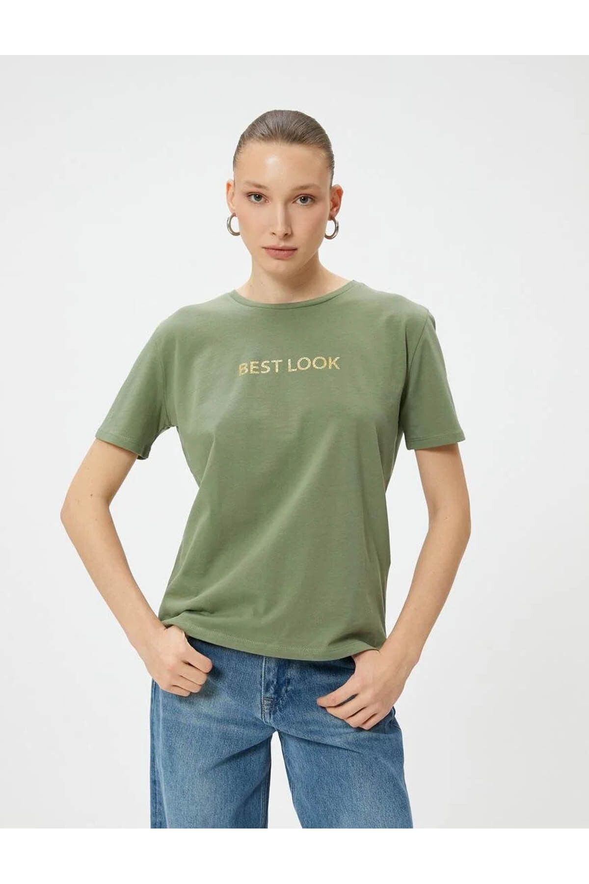 Koton Kadın T-shirt Yeşil 4sak50066ek