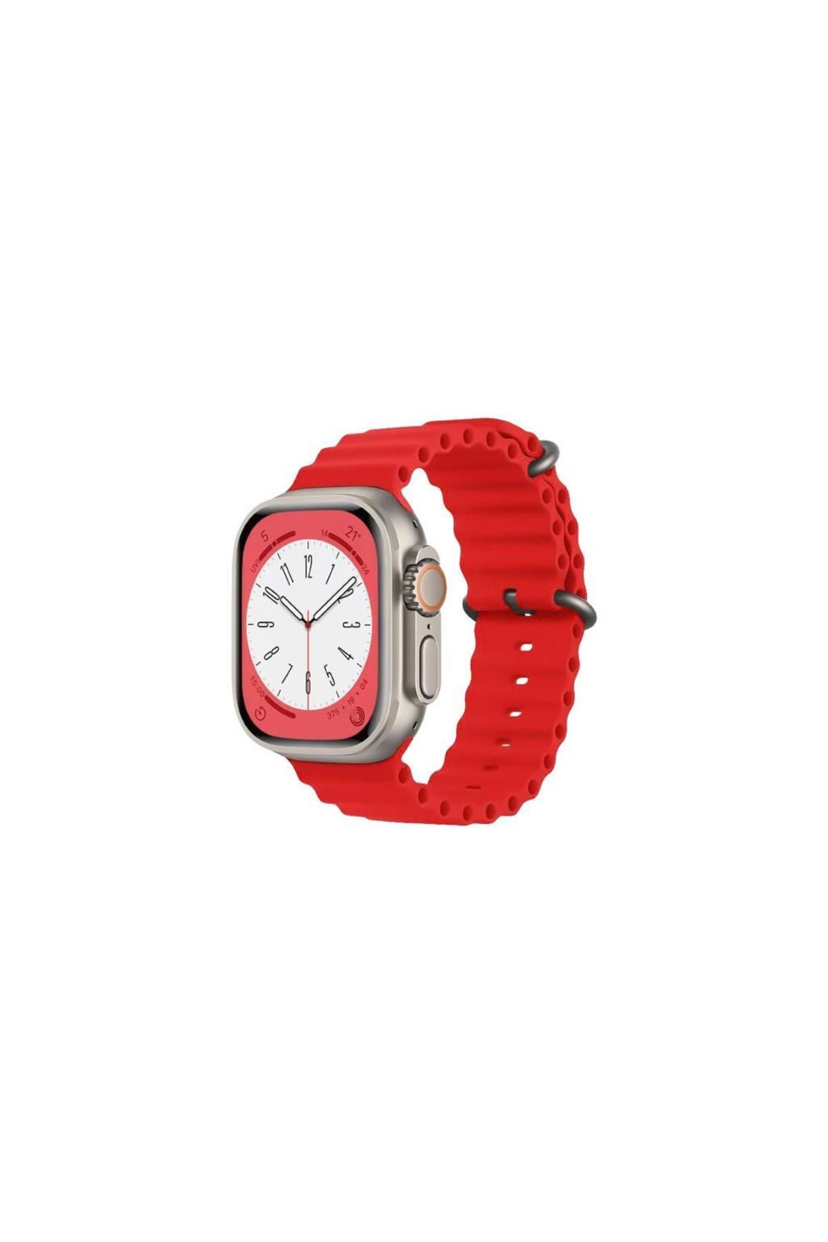 Sunix Apple Watch 42mm / 44mm / 45mm/ 49mm Uyumlu Akıllı Saat Kordonu Kırmızı