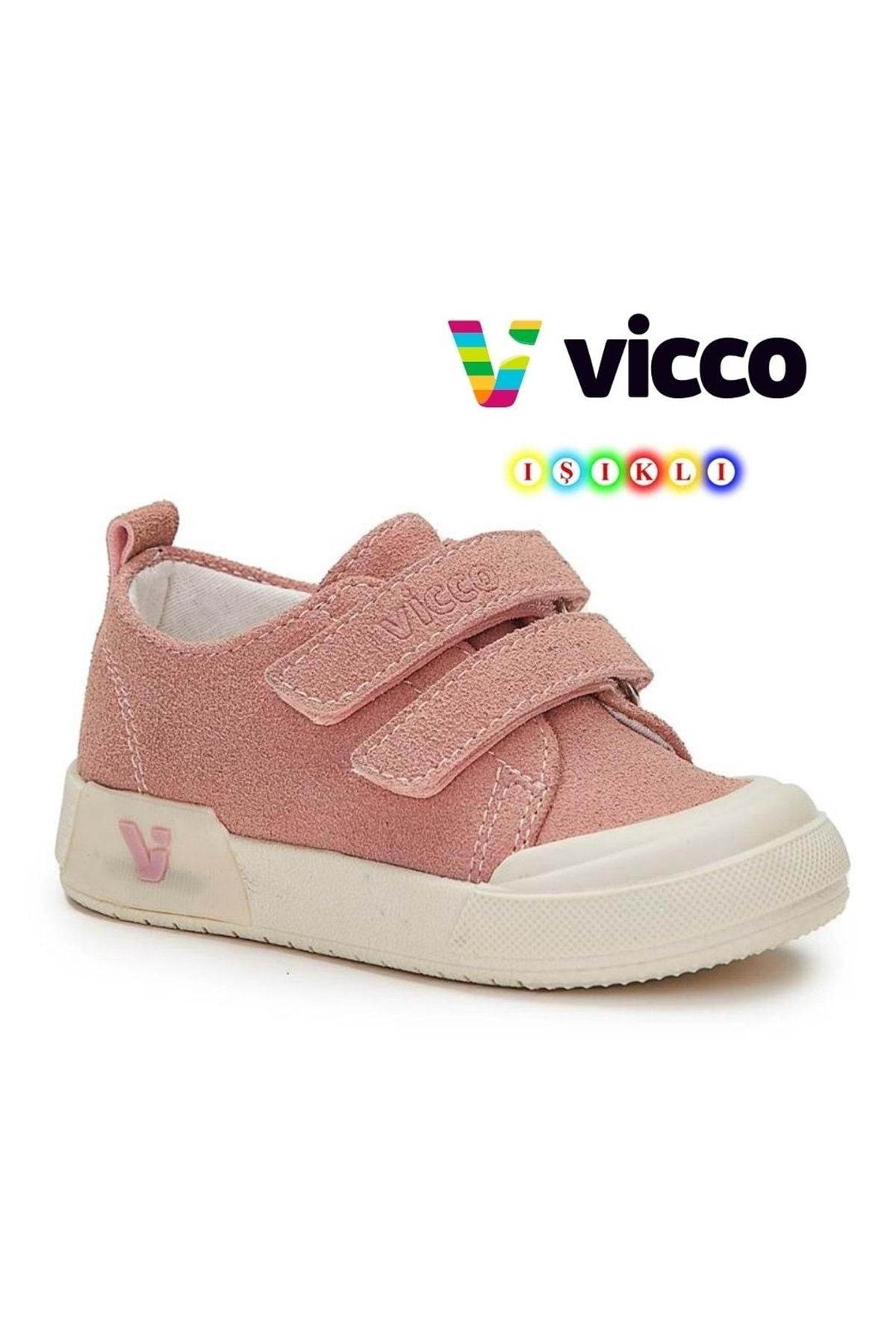 Kids Club Shoes Vicco Mago Işıklı Keten Ortopedik Çocuk Spor Ayakkabı PUDRA