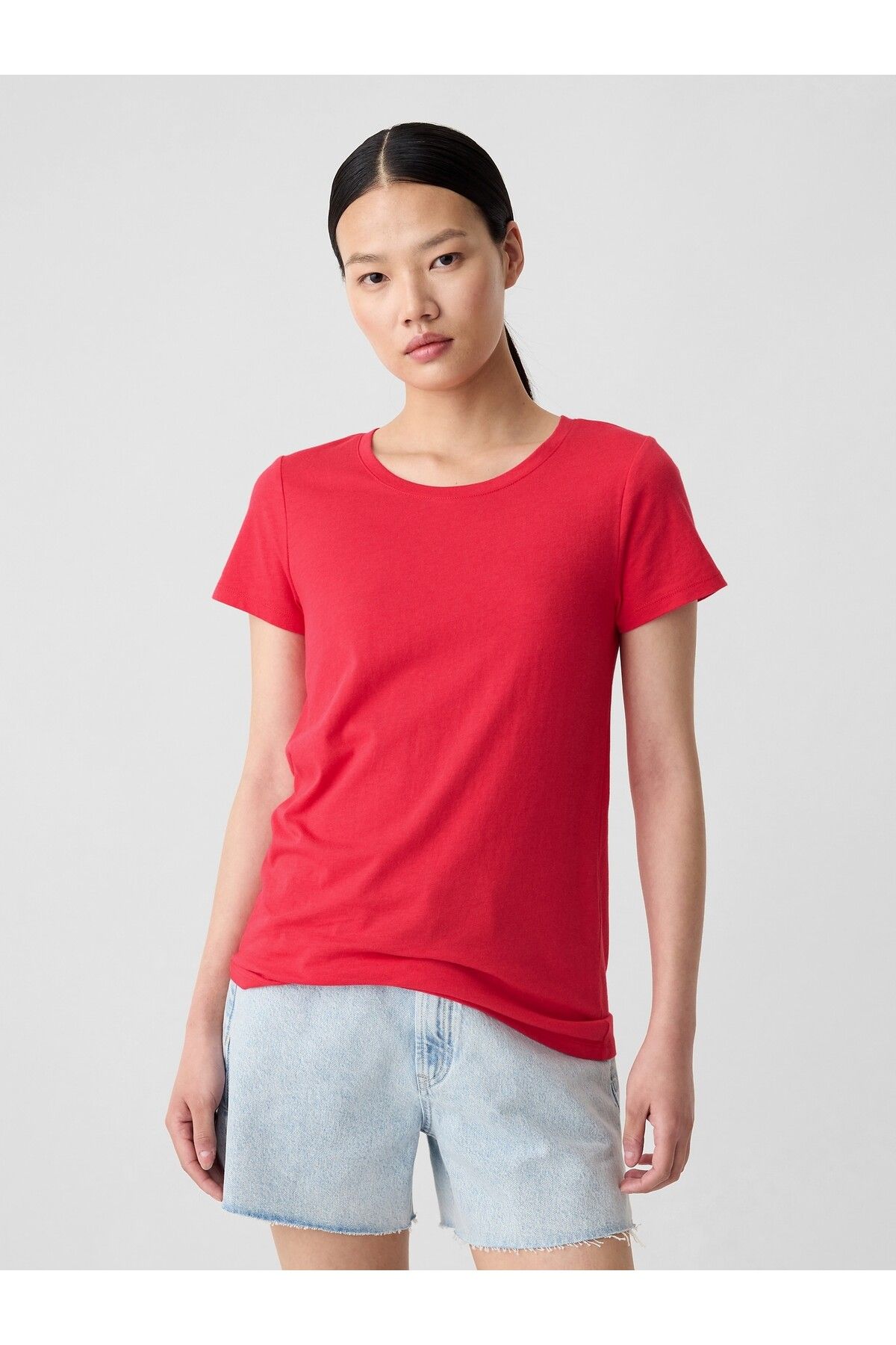 GAP Kadın Kırmızı Favorite Bisiklet Yaka T-Shirt