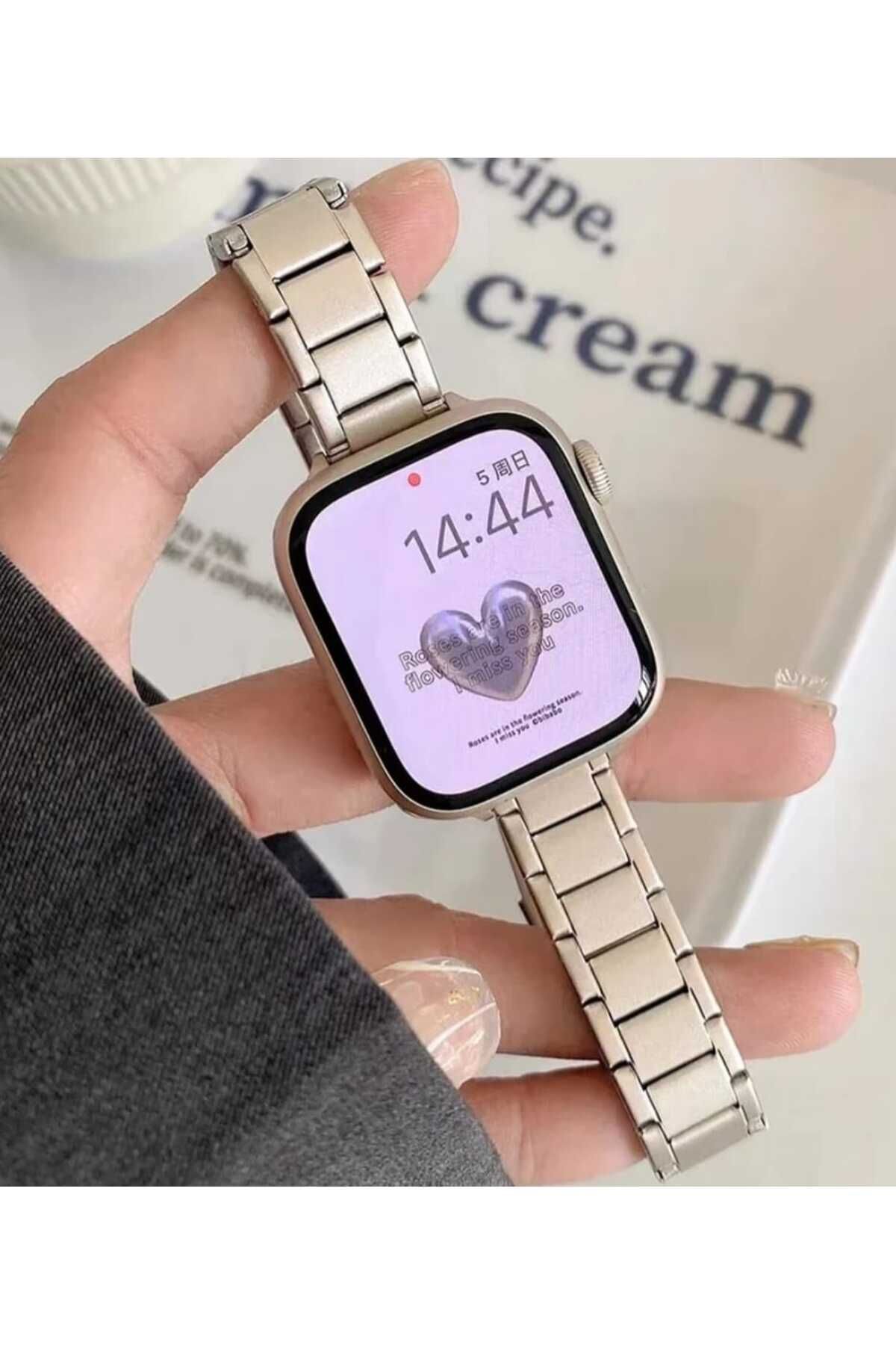 GREGOSS Apple Watch (38 40 41 ) Mm Uyumlu Paslanmaz Çelik Slim Zarif Şık Metal Kordon