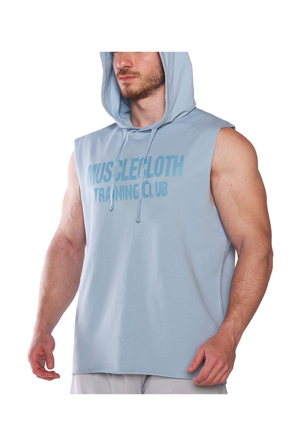 MUSCLECLOTH Training Club Kapüşonlu Kolsuz Sweatshirt Açık Mavi