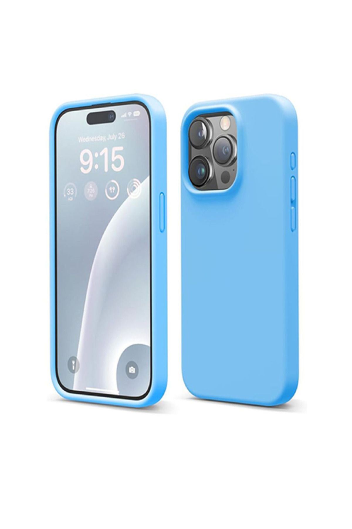 TrendCell Iphone 15 Pro Uyumlu Içi Kadife Lansman Silikon Kılıf Kapak Mavi
