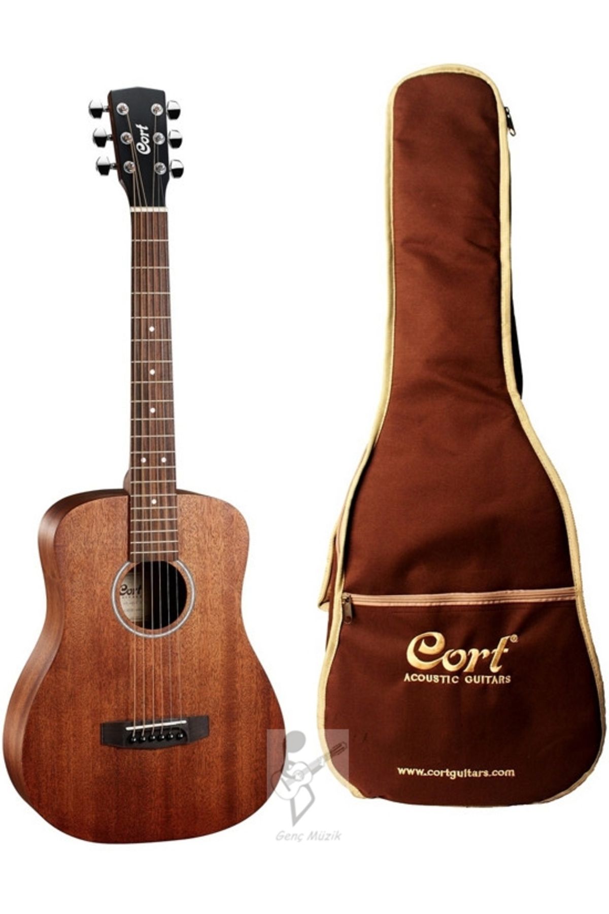 Cort Ad Mını M Op 3/4 Akustik Gitar Çantalı, Open Pore, 3/4 Boy