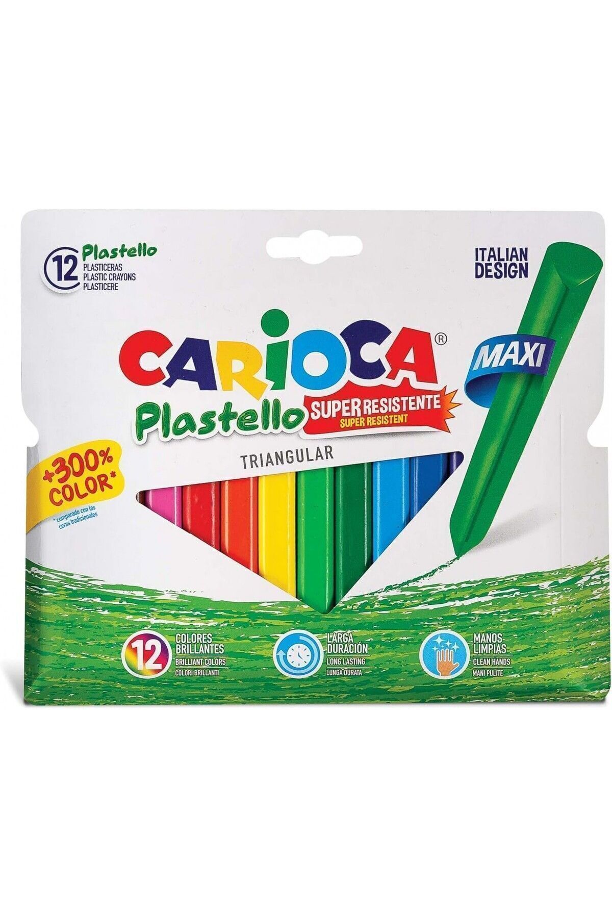 Carioca Jumbo 12'li Üçgen Elleri Kirletmeyen Yıkanabilir Pastel Boya Kalemi / 42671