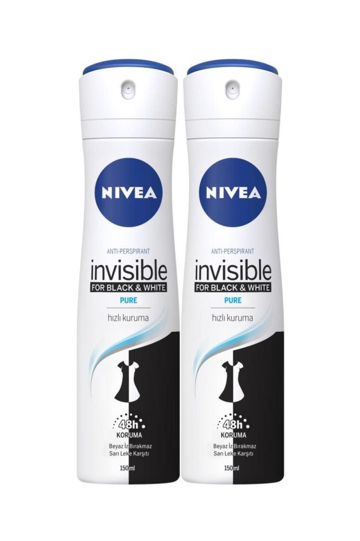 NIVEA Invısıble Black&whıte Pure Sprey Deodorant 150ml Kadın 2'li Avantaj Paketi