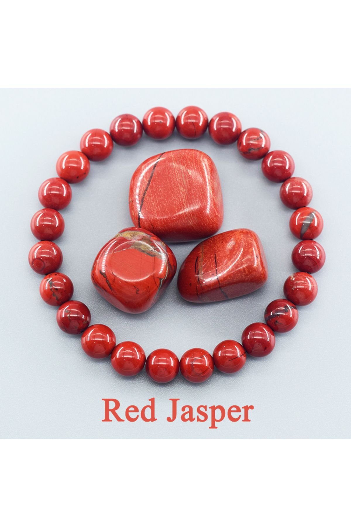 Rupen Kraft Doğal Taş Bileklik Kırmızı Jasper Taşı Bileklik Enerji Güç Çakra Denge Sağlık Bilekliği