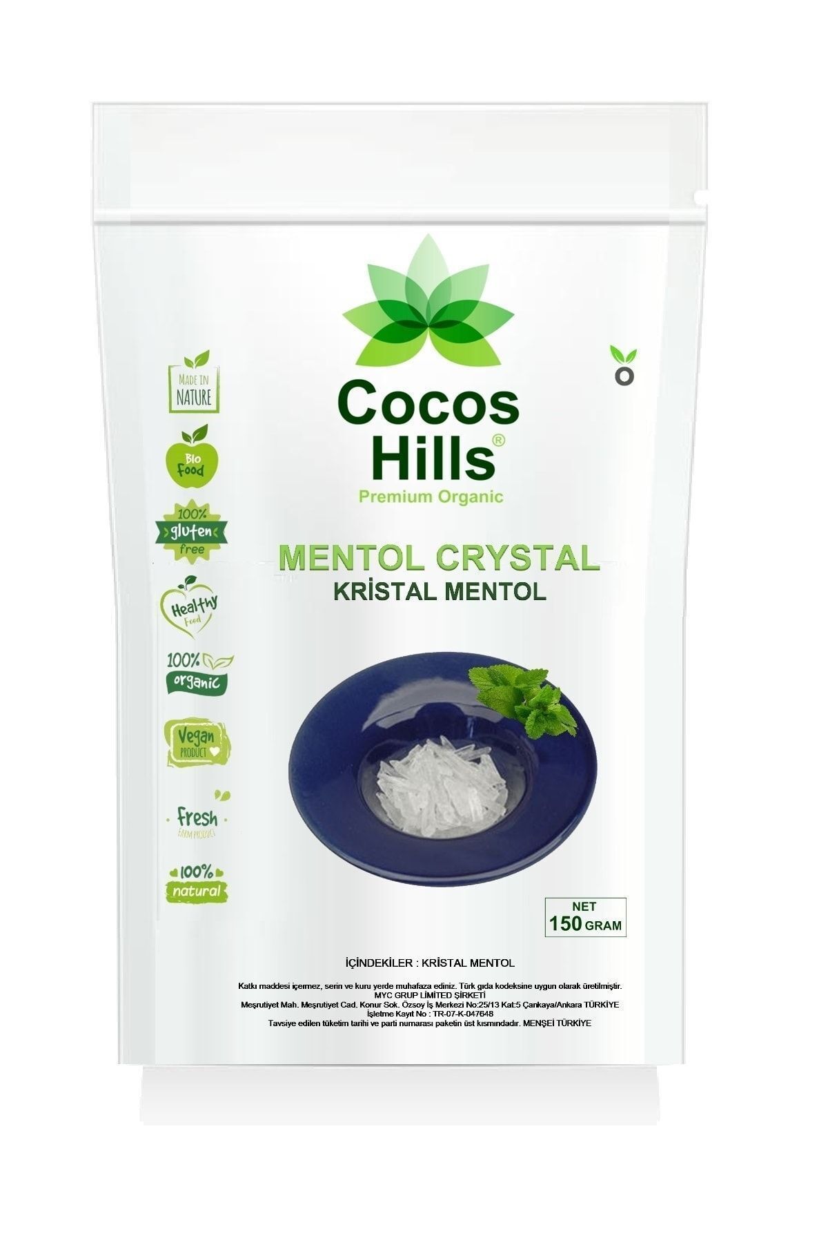 Cocos Hills Crystal Menthol Kristal Mentol 150 gram