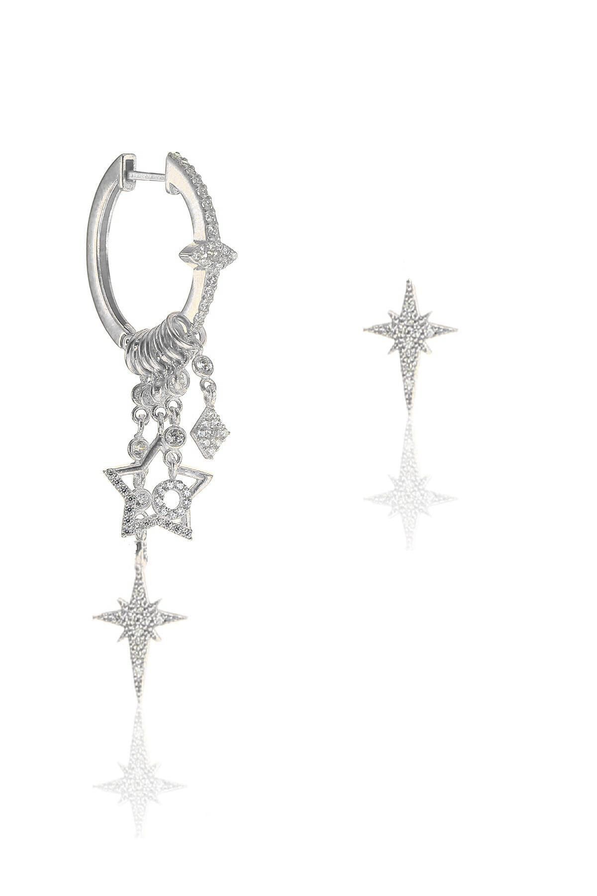 Söğütlü Silver Gümüş Kutup Yıldızı Modeli Şans Küpe