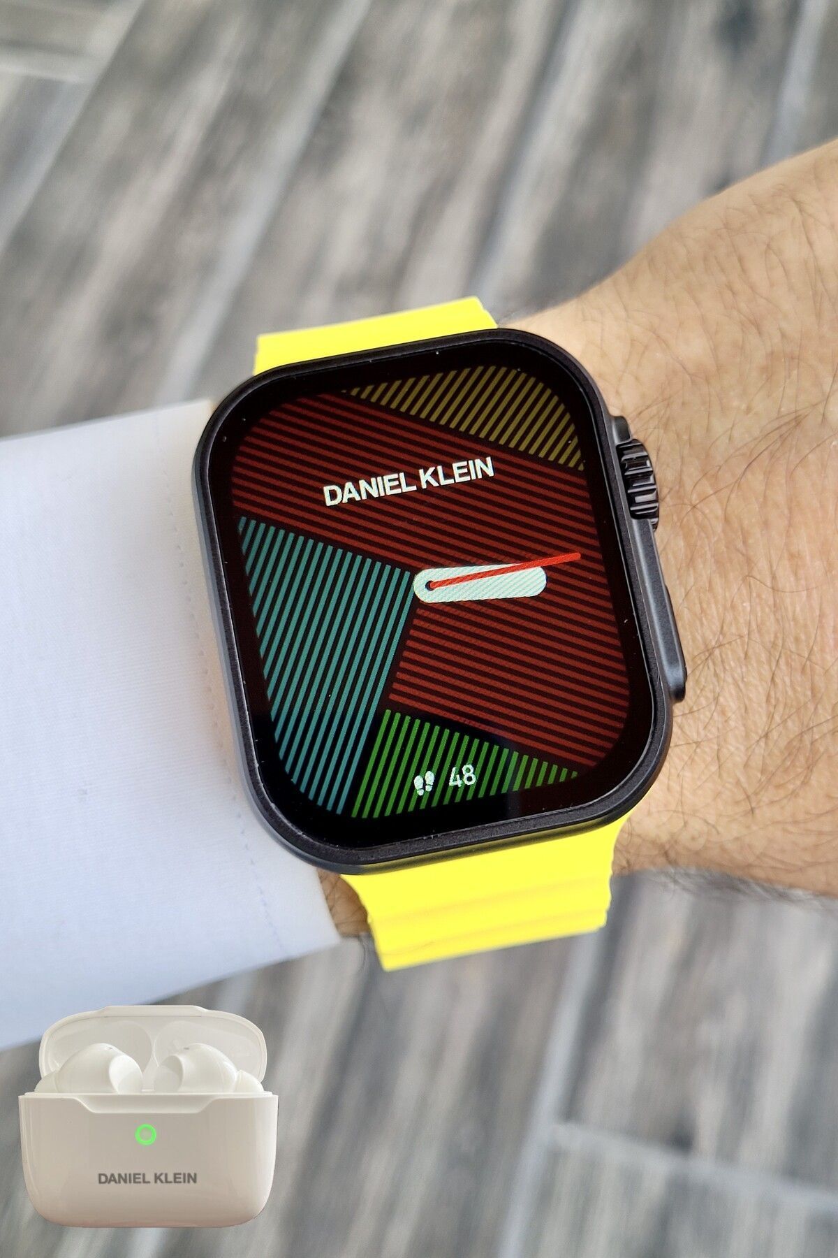 Daniel Klein Android/ios Uyumlu Arama Özellikli Sarı Renk Kordonlu Akıllı Kol Saati ve Bluetooth Kulaklık