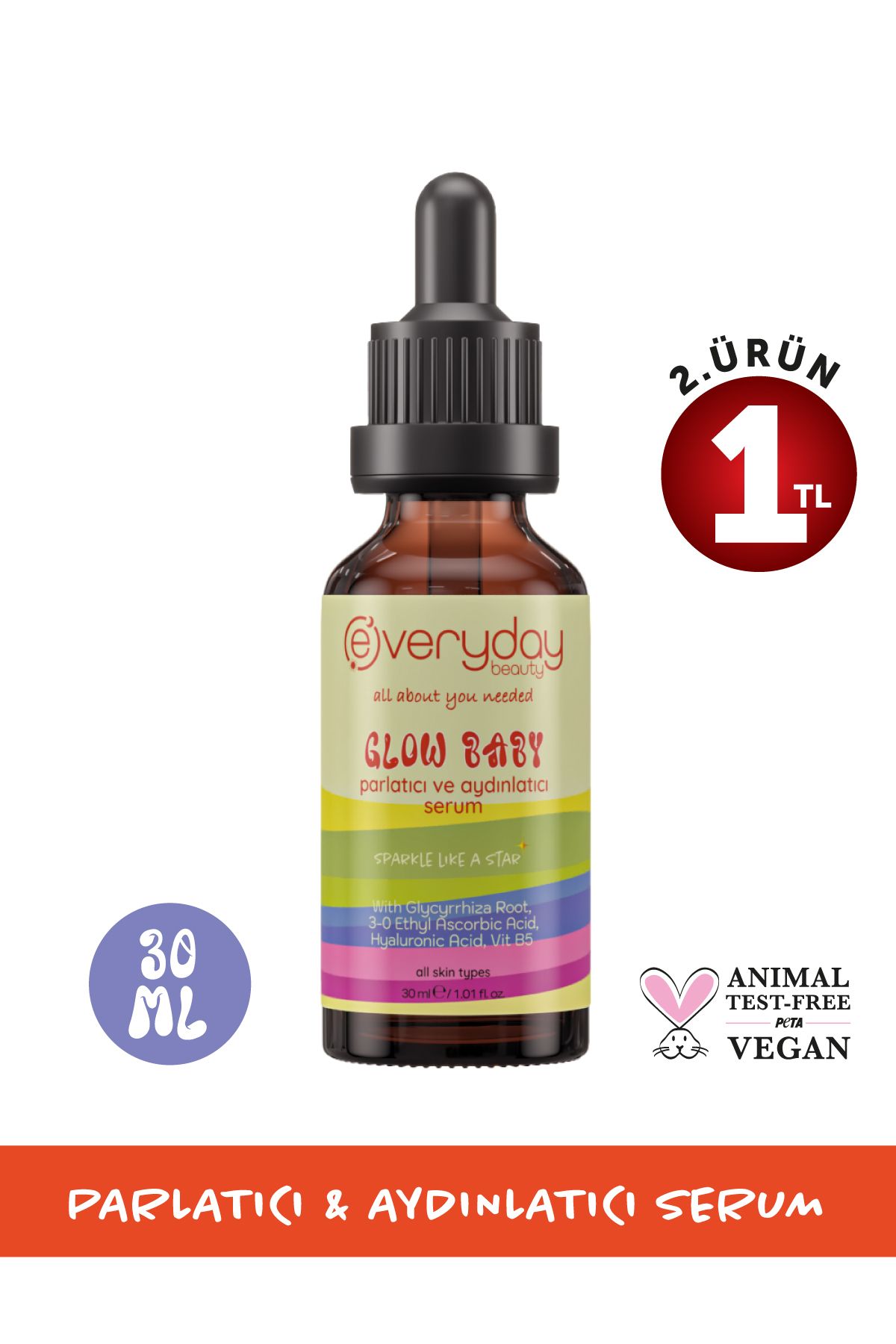 Everyday Beauty Glow Baby C Vitamini Parlatıcı Aydınlatıcı Serum 30 ml Yenileyici Nemlendirici Doğal Parlak Cilt