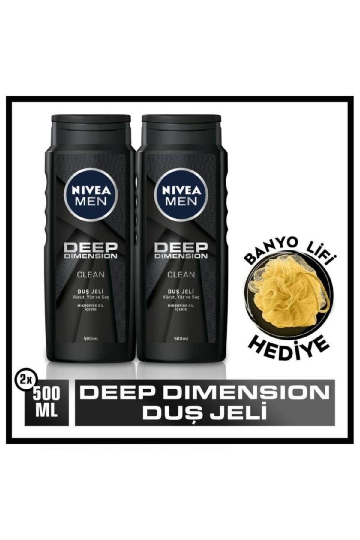 NIVEA Men Deep Dimension Duş Jeli, 500mlx2  banyo Lifi