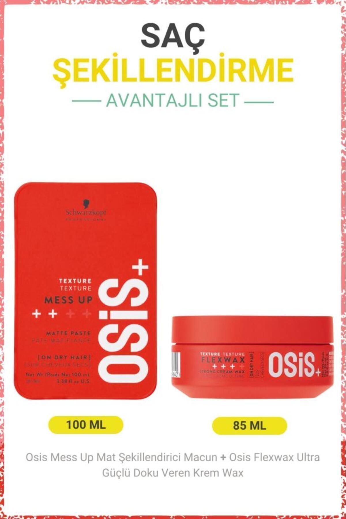 Osis Mess Up Mat Şekillendirici Macun 100ml + Flexwax Ultra Güçlü Doku Veren Krem Wax 85ml