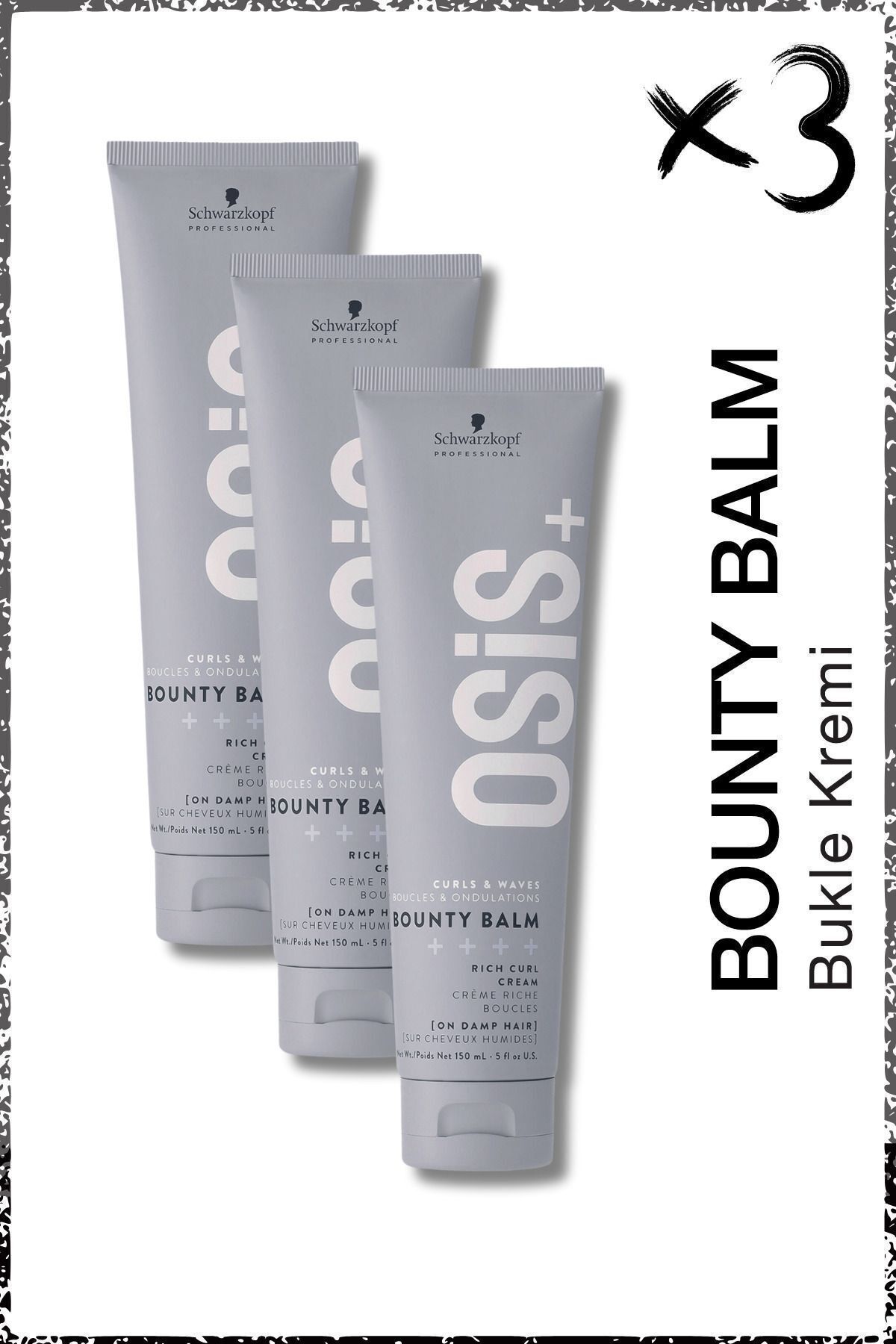 Osis Bounty Balm Bukle Kremi 150ml x 3 Adet | Saçın Doğal Buklelerini Belirginleştirir, Kolay Tarama