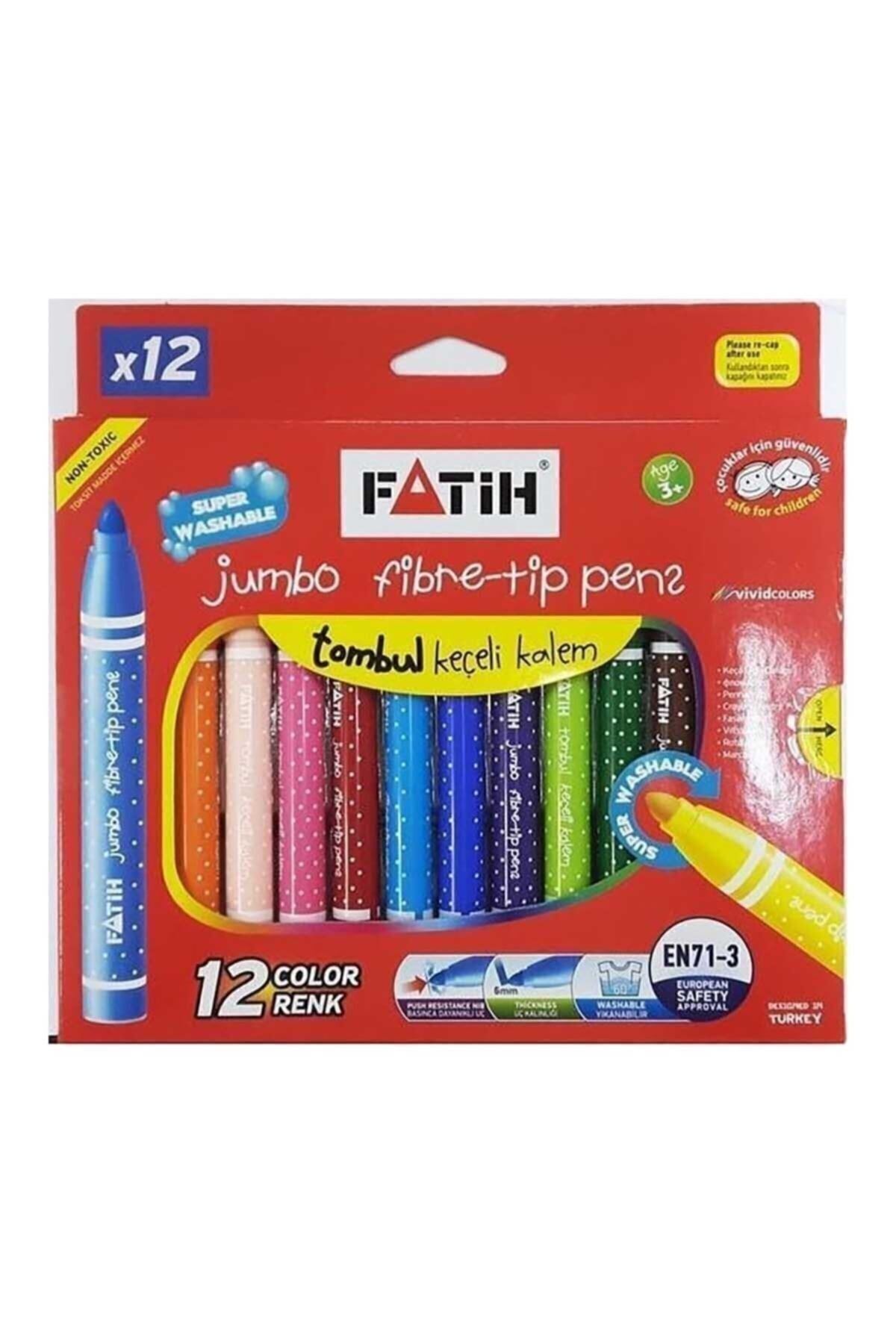 Fatih Keçeli Boya Kalemi Jumbo Yıkanabilir 12 Renk 34260