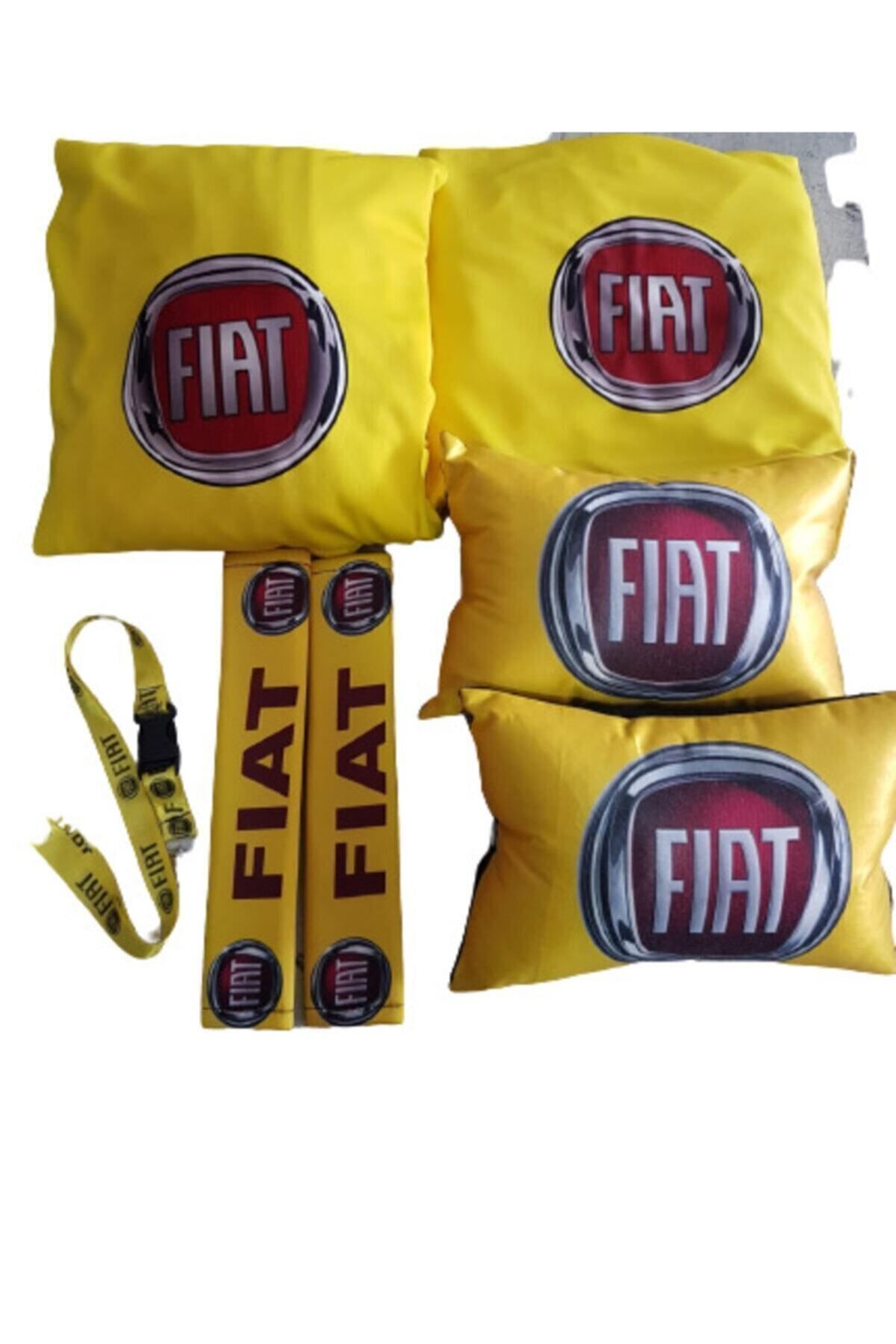 Fiat Sarı Ön Ikili Penye Servis Kılıfı,2 Adet Boyun Yastığı,2 Adet Kemerlik,ayna Ipi Hediyesiyle