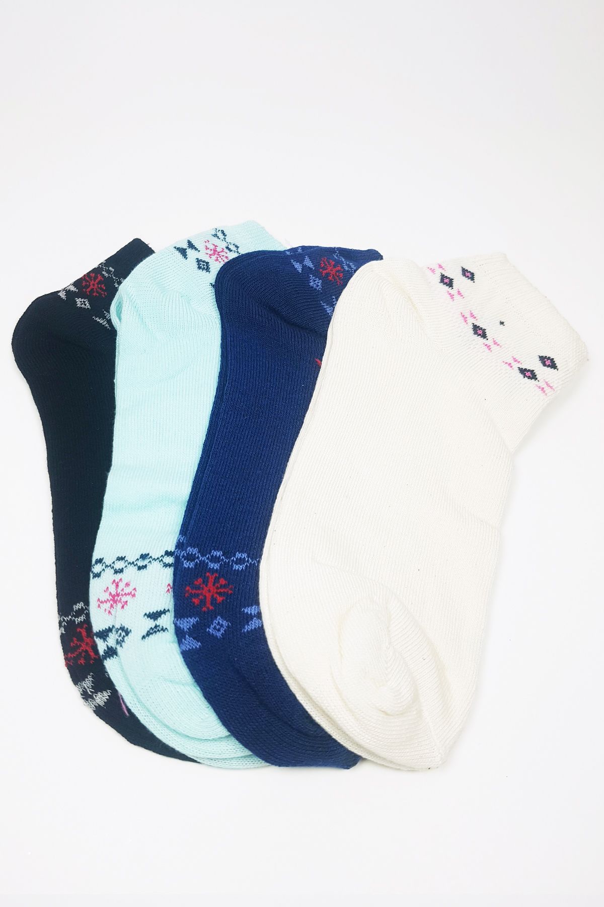MENBOX TOPTANBULURUM Kadın Bilek Çorap Yazlık Pamuklu Yumuşak Düz Renk 4 Çift