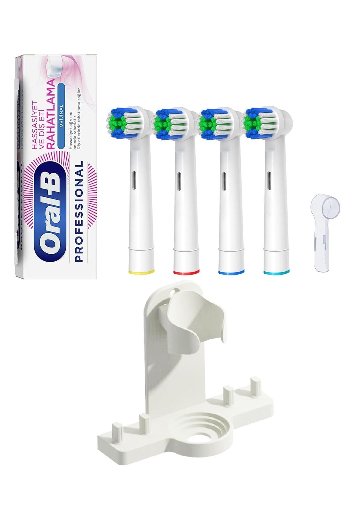 Oral-B Diş Macunu - 4 Adet Muadil Pricesion Clean Yedek Başlık - 1 Adet Kapak - Stand