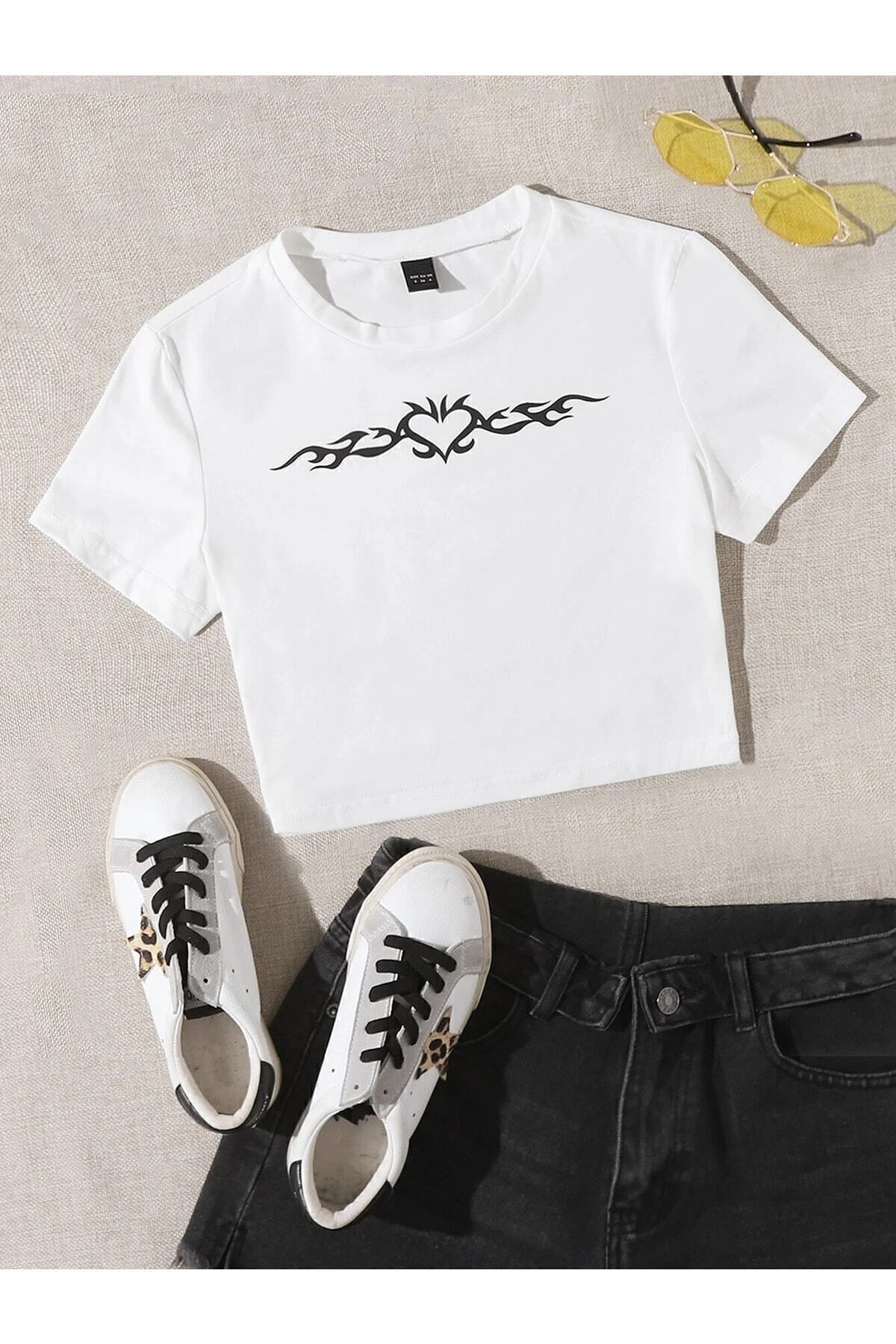 DAXİS Sportwear Company Baskılı Crop Tshirt