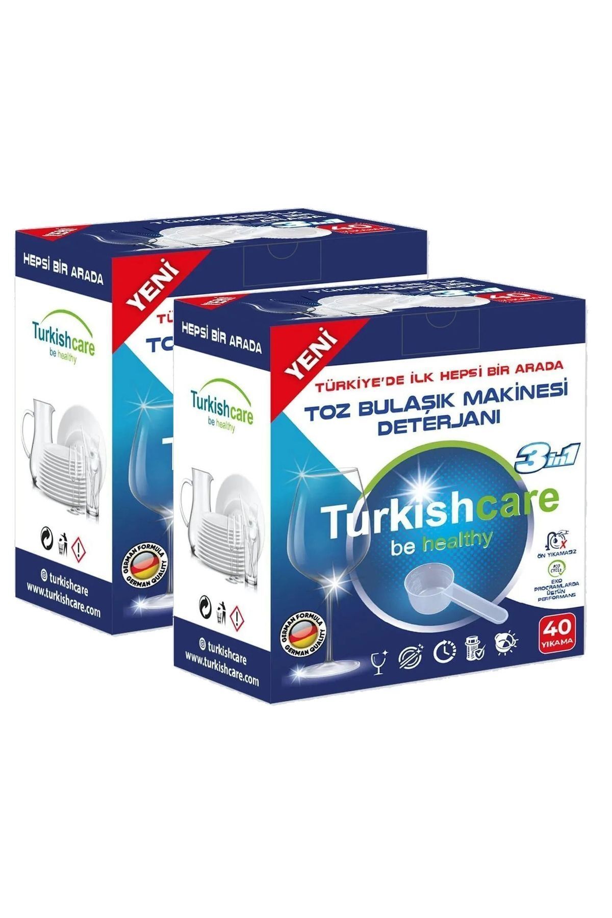 Turkishcare Ekonomik Hepsi Bir Arada Bulaşık Makinesi Tablet Deterjanı Toz 40x2 80 Yıkama