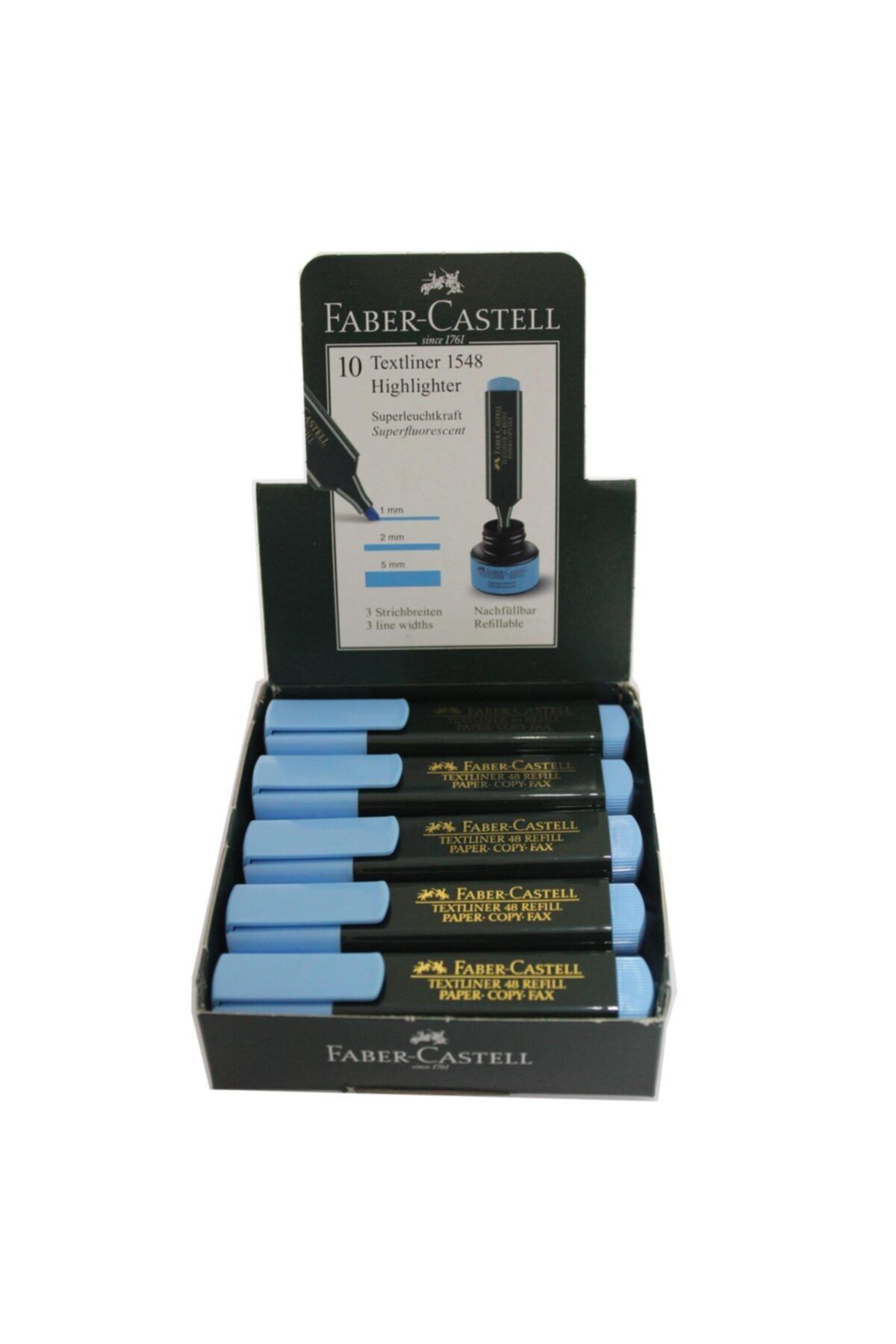 Faber Castell Fosforlu Kalem 10'lu Kutu Mavi