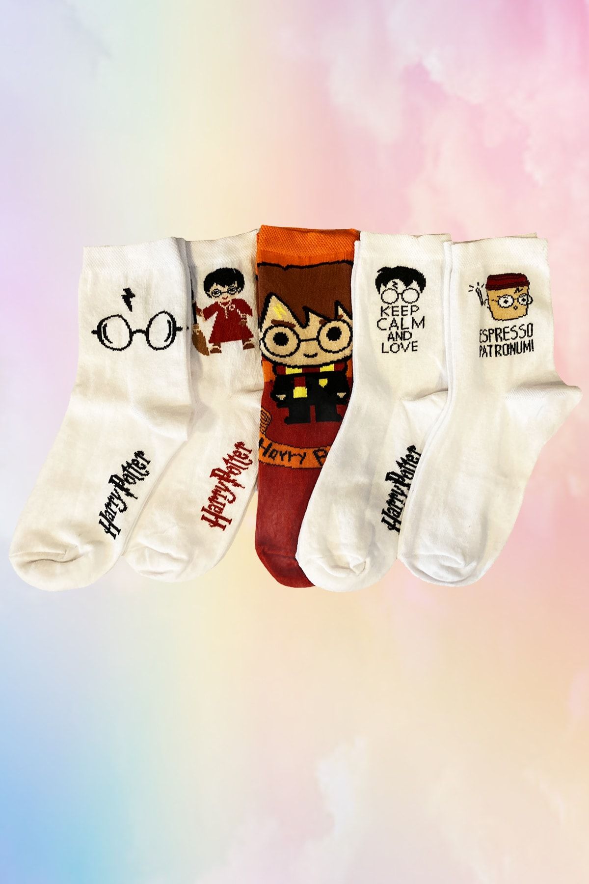 THE SOXLAB Unisex Renkli Fantastik Harry Potter Çorap Seti