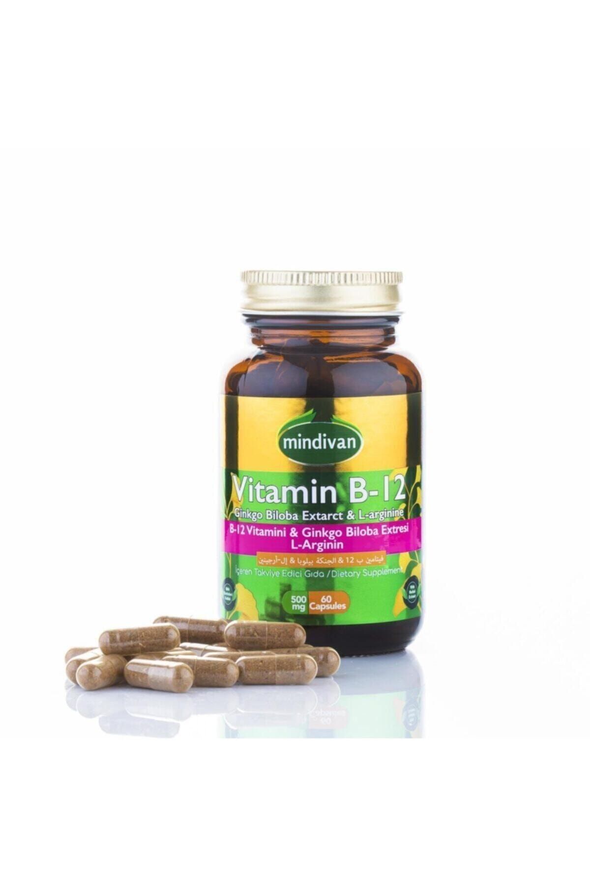 Mindivan Vitamin B12 -Ginko Bloba Ekstresi - L Arginin 60 Kapsül 500 mg