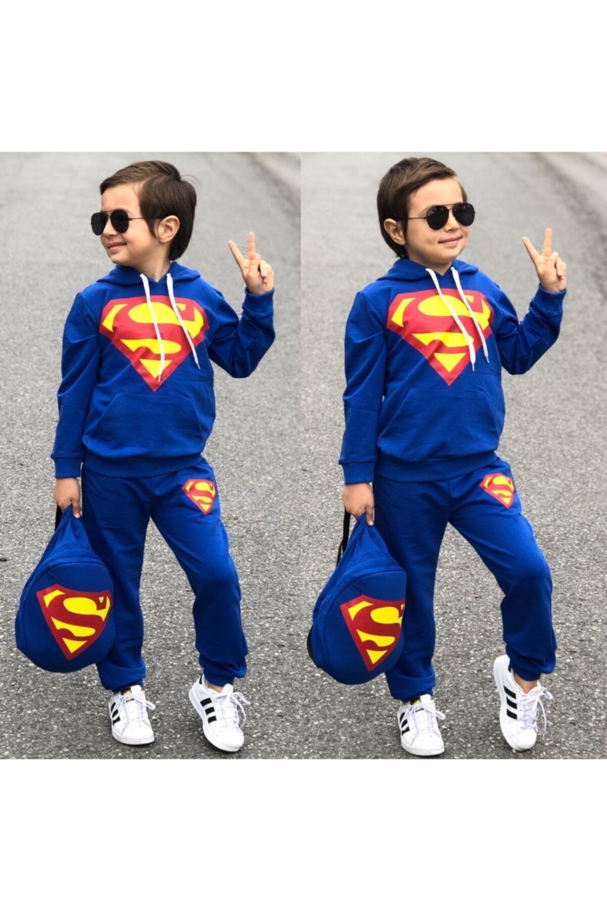 enzamoda Erkek Çocuk Mavi Superman Eşofman Takımı