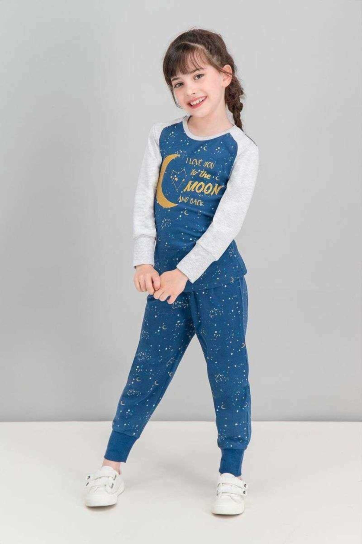 Rolypoly Rp1541-g Kız Çocuk Lacivert Love Moon Pijama Takımı