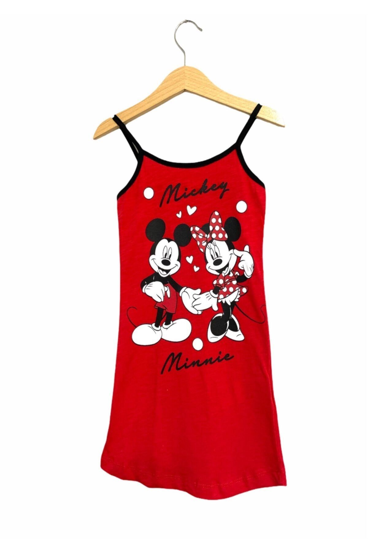 Mickey & Minnie Mouse Mickey Mouse Lisanslı Kırmızı Kız Çocuk Gecelik