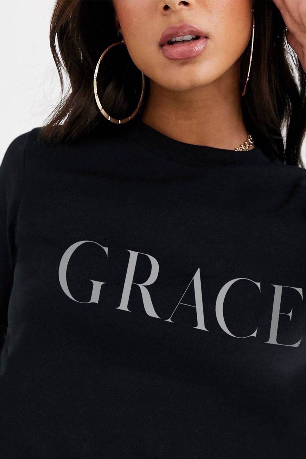 Mack Kadın  "GRACE " Siyah (Boyfriend) Reflector Tshirt WSG234