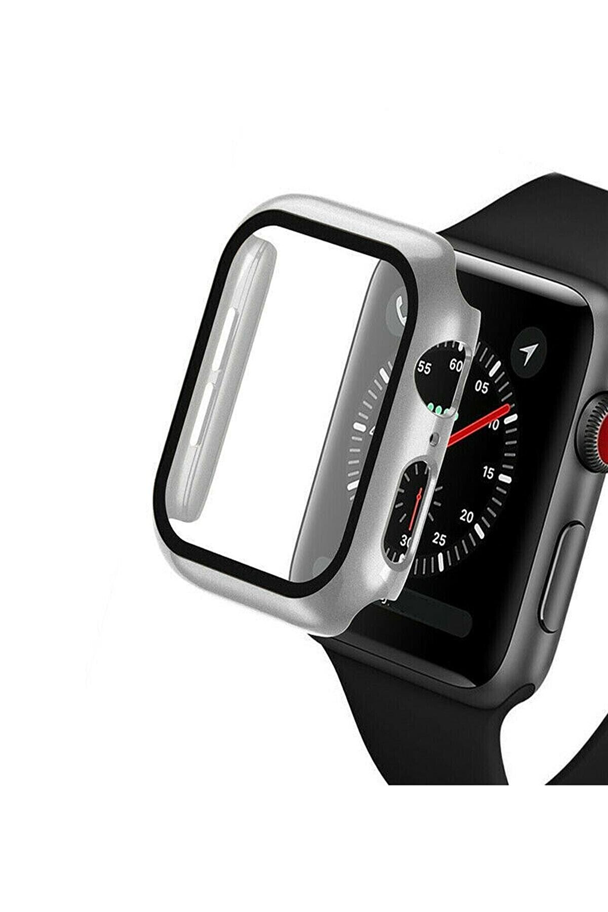 TahTicMer Apple Watch 44mm Tpu Çerçeveli Ekran Koruyuculu Ön Çerçeve Kılıf